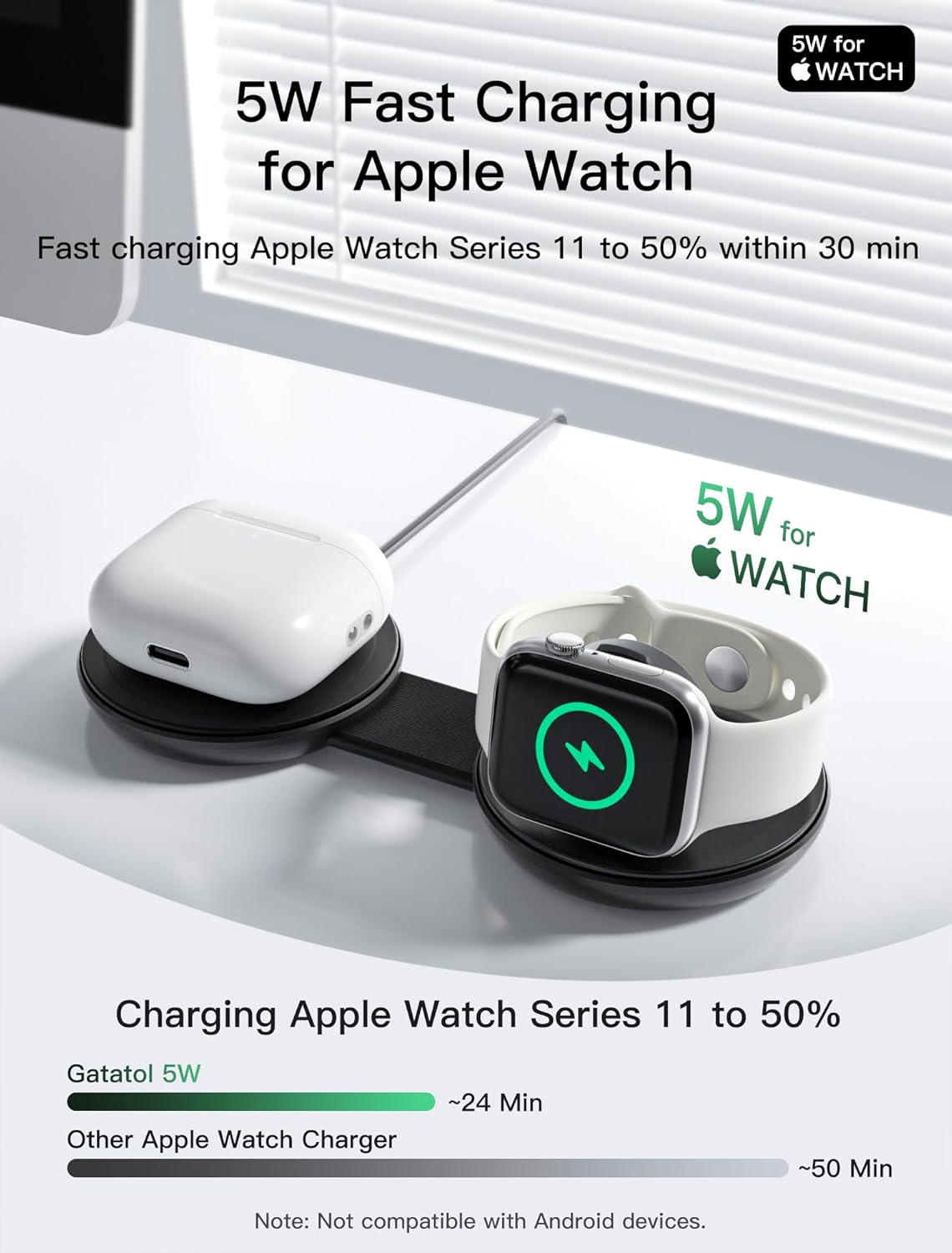 Thumbnail 4 de Station de charge magnétique sans fil 2-en-1 Qi2 25 W (pliable) compatible Mag-Safe et Apple Watch / AirPods