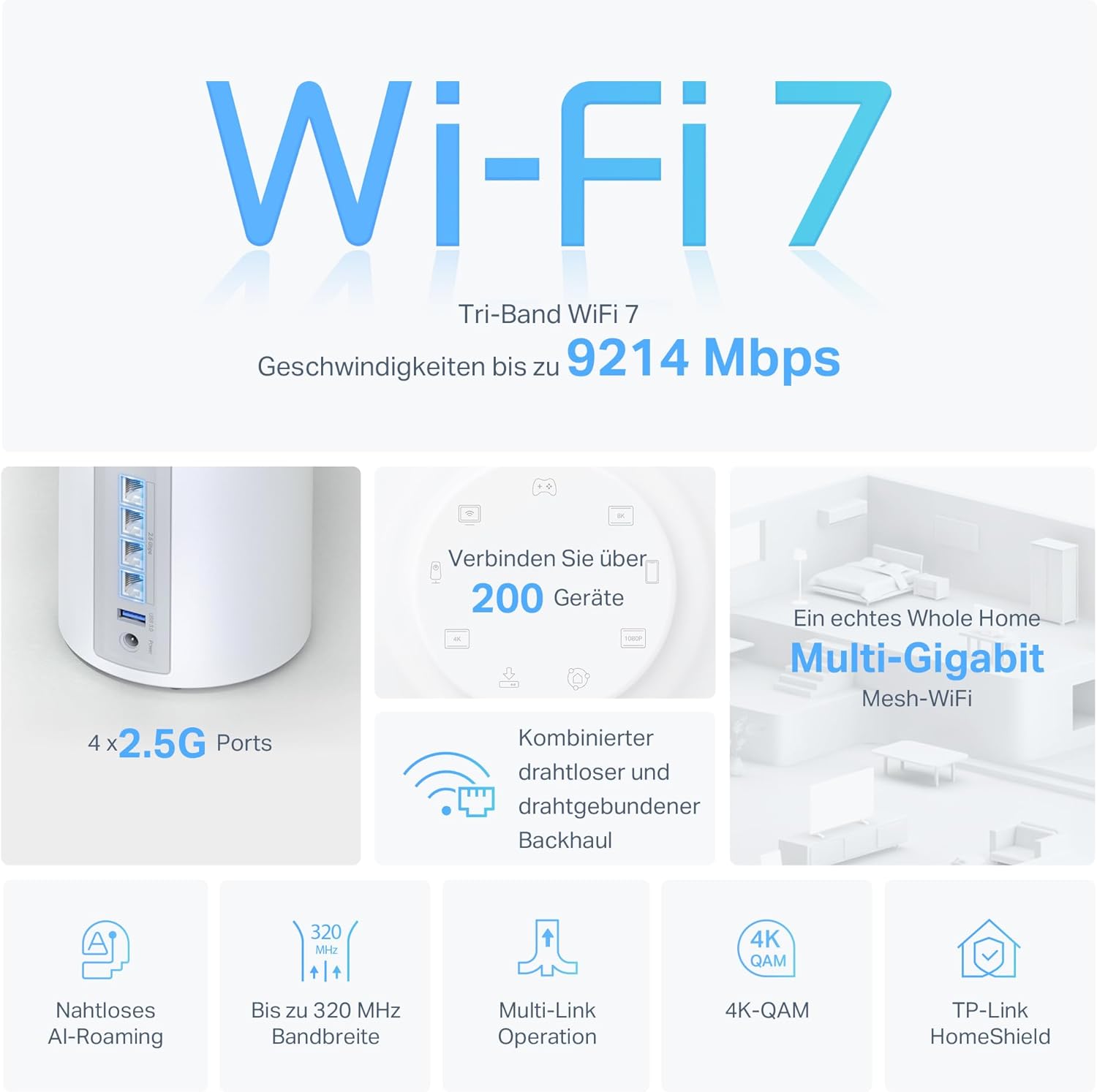 Thumbnail 2 de TP-Link Deco BE65 Wi‑Fi 7 Mesh Set (2er-Pack) – BE9300 Tri‑Band mit 2,5‑Gbit/s Ports