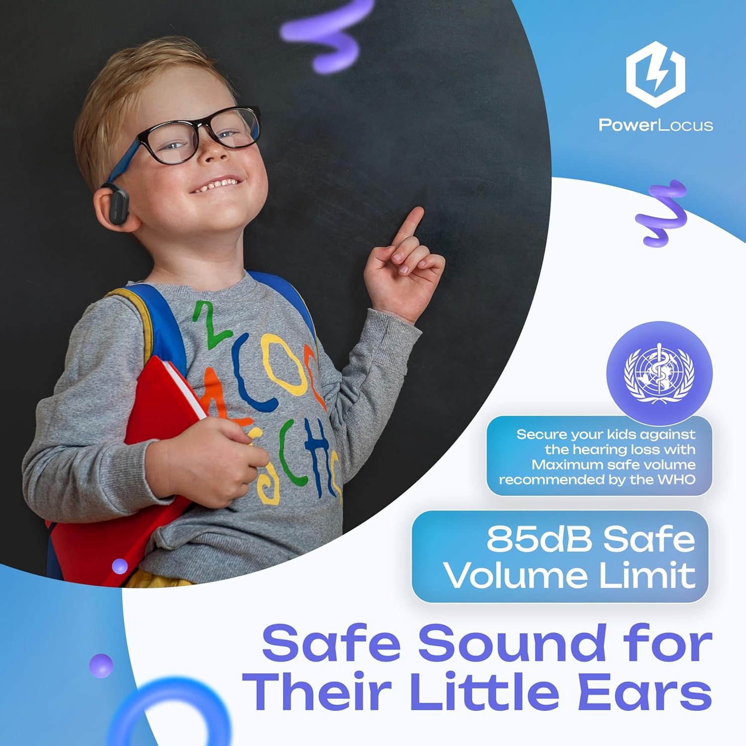 Thumbnail 2 de PowerLocus Kids Wireless Open-Ear Headphones (Blue)