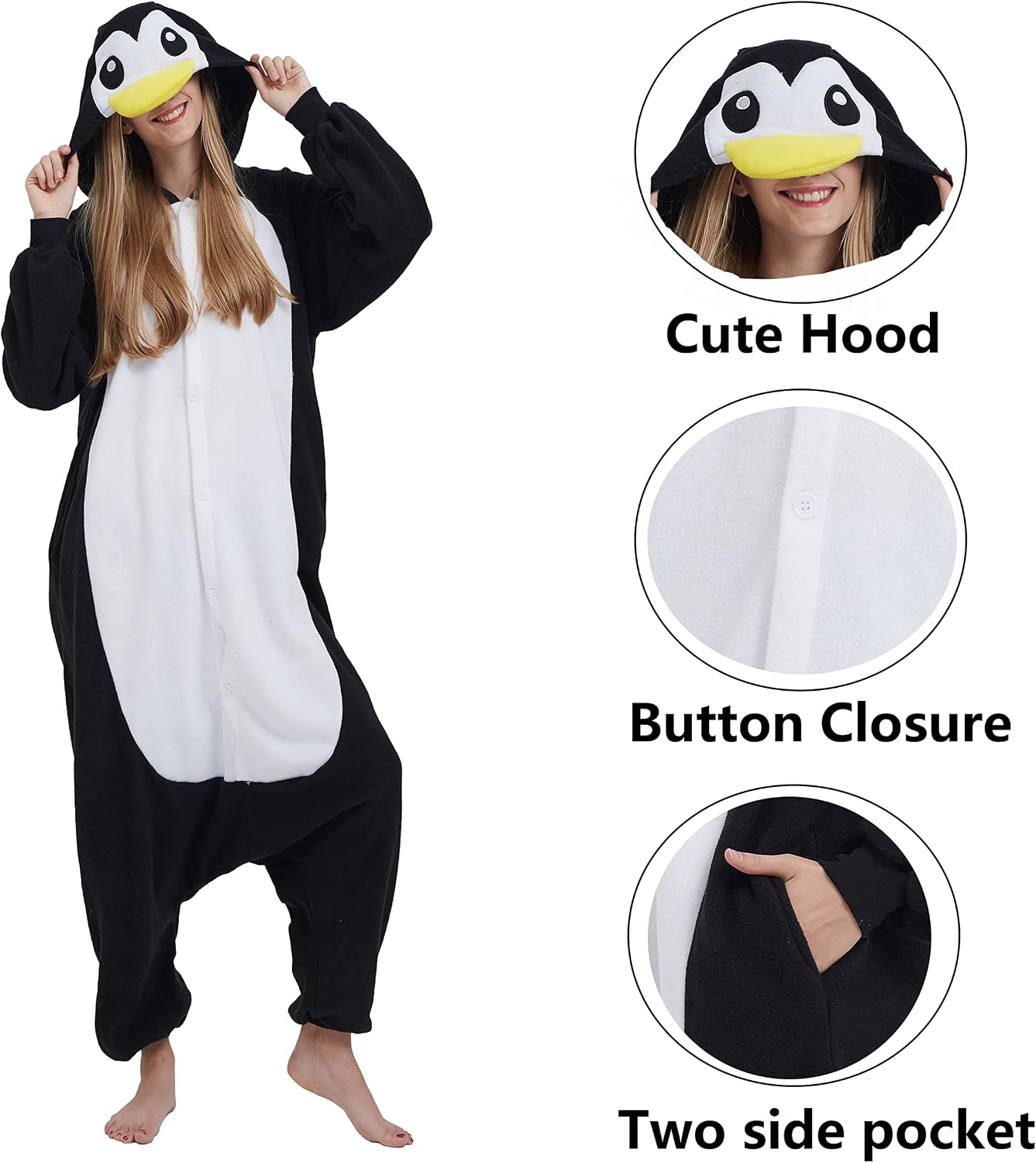 Detalle de SimZoo Adult Animal Onesie Pajamas, Polar Fleece Hooded Halloween Costume