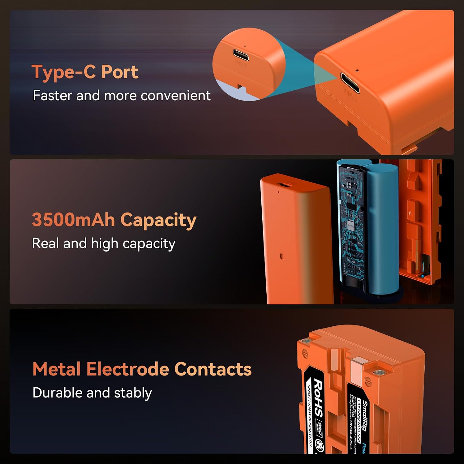 Thumbnail 2 de SMALLRIG Battery NP-F550 3500mAh USB-C Akku