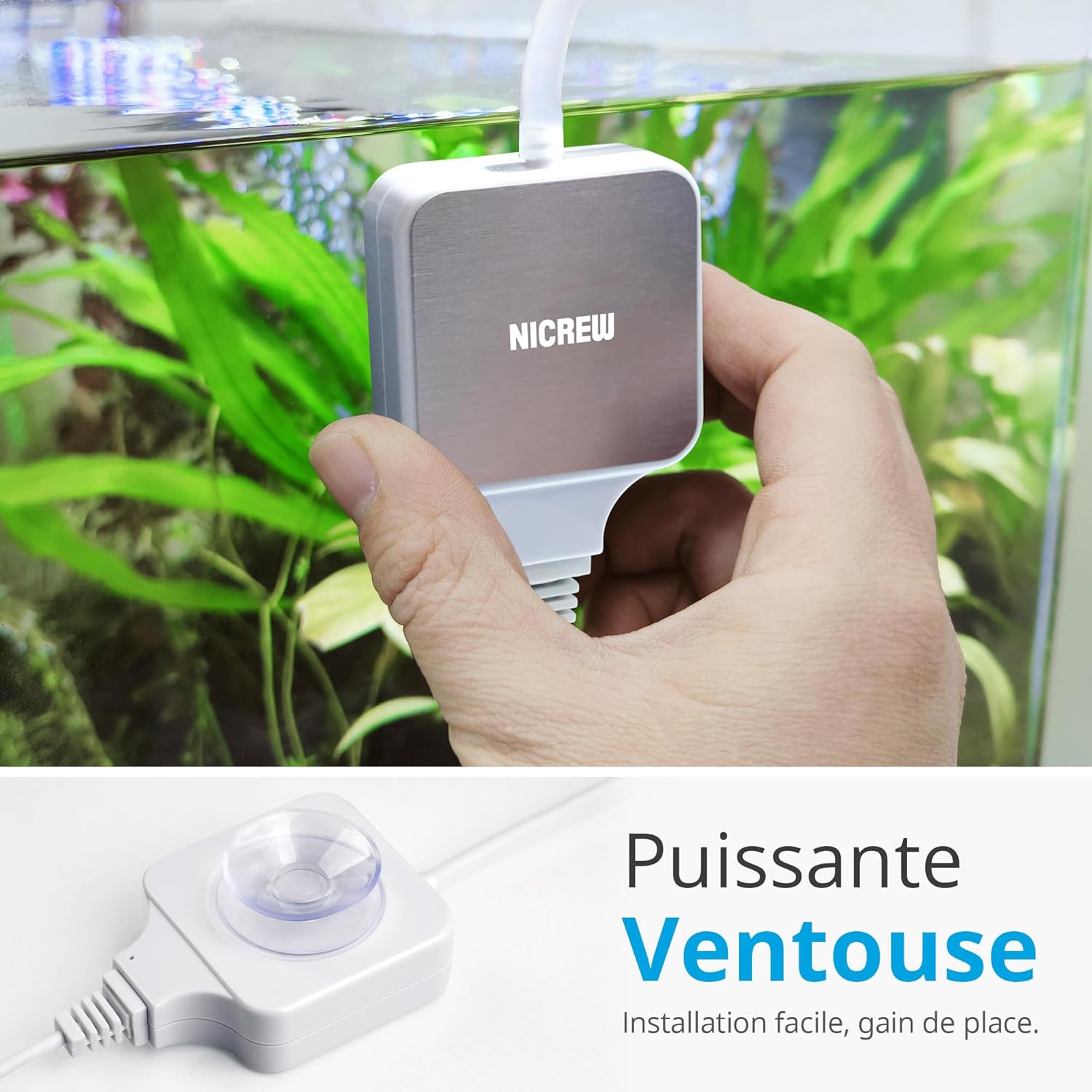Detalle 2 de NICREW Bulleur Aquarium ultra-silencieux < 33 dB, mini pompe à air 18 L/h pour nano aquariums