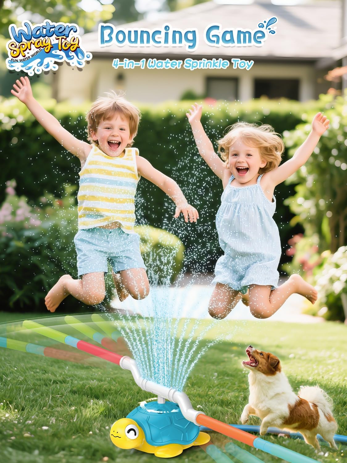 Detalle 2 de 3 in 1 Kids Toys Turtle Sprinkler Set with Musical Jump & Ring Toss Rocket Launcher (Ages 3–12)