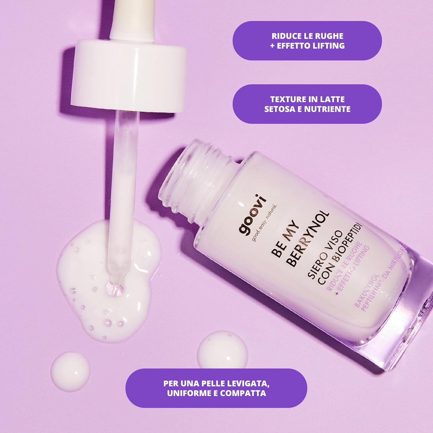 Thumbnail 1 de Goovi Be My Berrynol Siero Viso Antirughe con Biopeptidi, Acido Ialuronico e Bakuchiol – Effetto lifting 30 ml