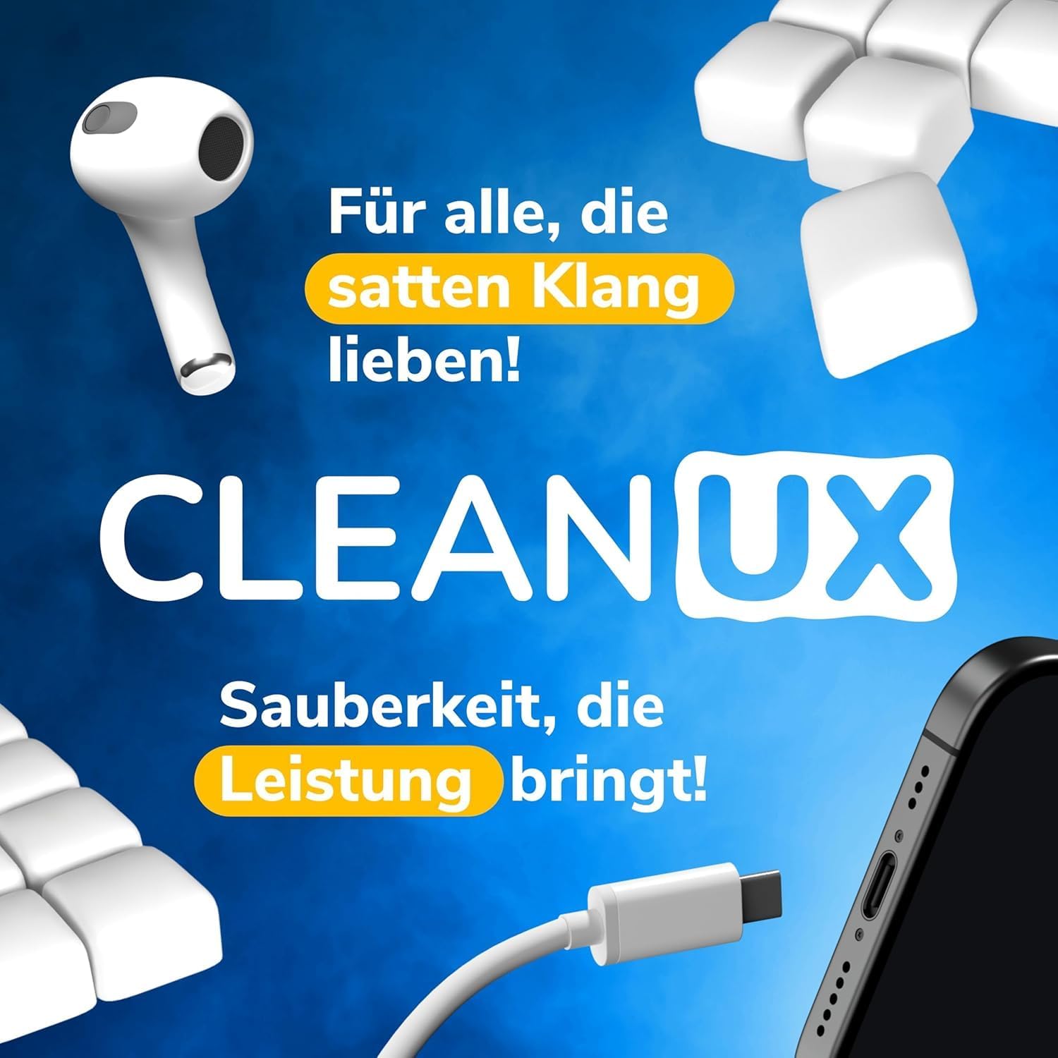 Thumbnail 4 de CLEANUX Reinigungsknete Handy Reinigungsset – iPhone-Zubehör, 60 Reinigungsknete-Portionen, Multifunktionswerkzeug & Mikrofasertuch