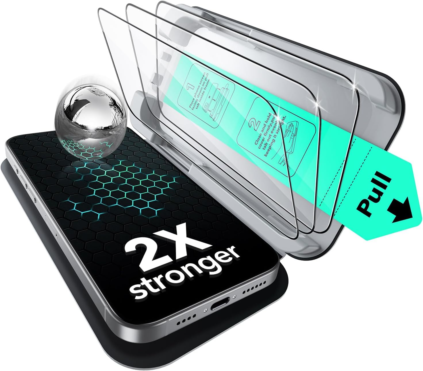 Detalle de ESR Pellicola Vetro Temperato per iPhone 15 Pro UltraFit – Protezione militare 9H, set da 3