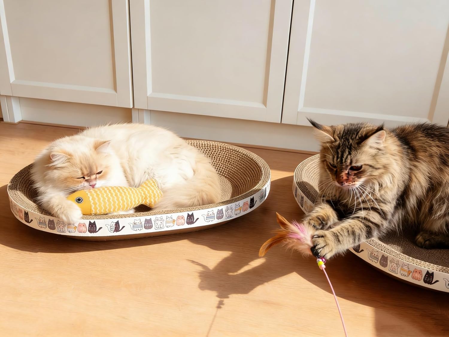 Thumbnail 3 de Spindro 2 Pack Oval Cardboard Cat Scratcher Beds (Large) – Indoor scratcher & lounge nest