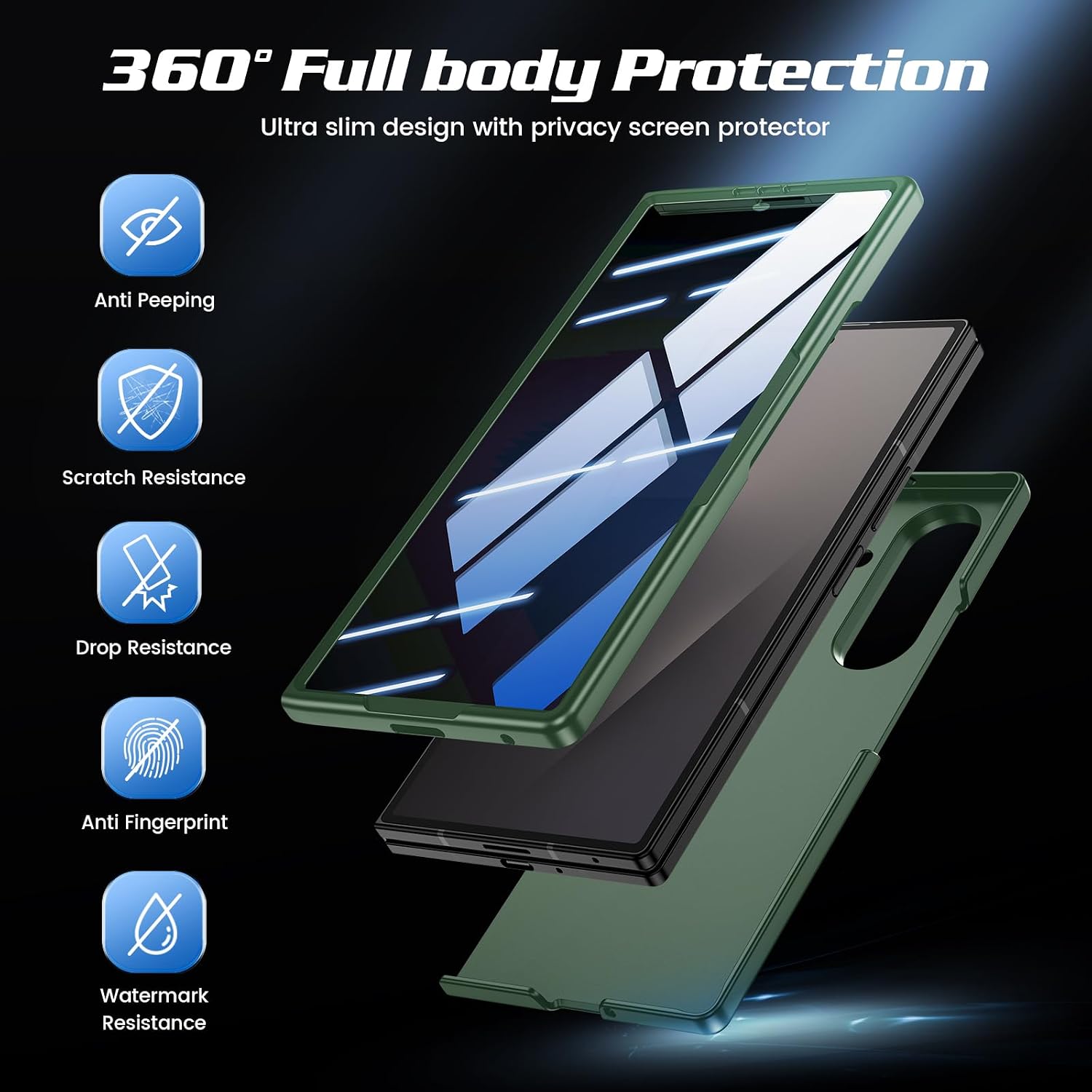 Thumbnail 5 de Doeshine Samsung Galaxy Z Fold 7 slim case with privacy screen protector