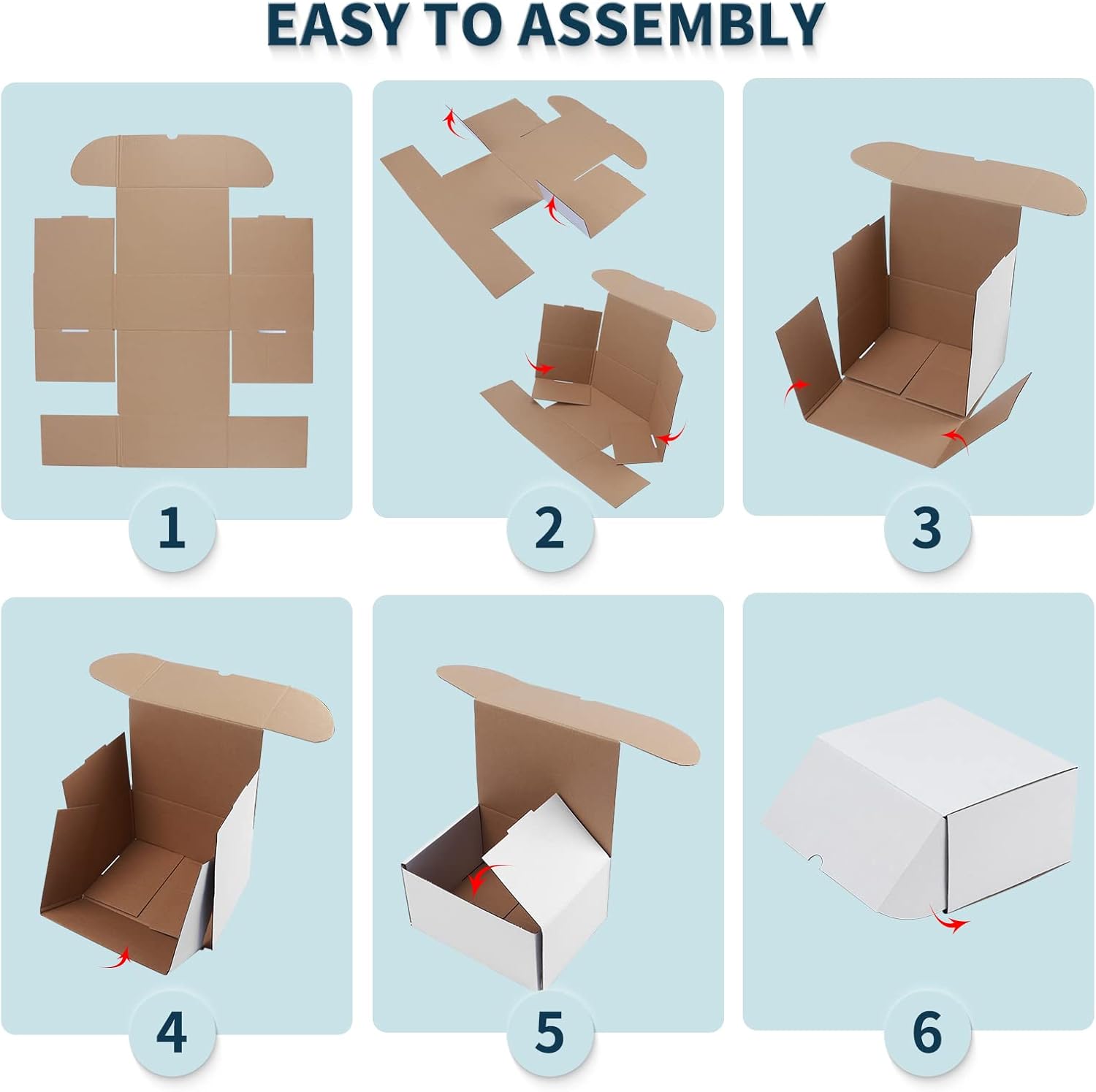 Thumbnail 4 de EYMPEU 20 Cardboard Boxes 10X7X5 Inch – White Shipping Boxes, Kraft Corrugated, Flat Packed for Quick Assembly