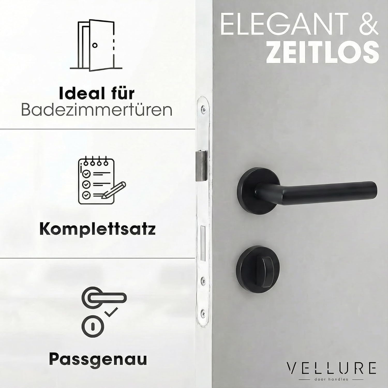 Detalle de Vellure Türgriffe Schwarz Drückergarnitur WC