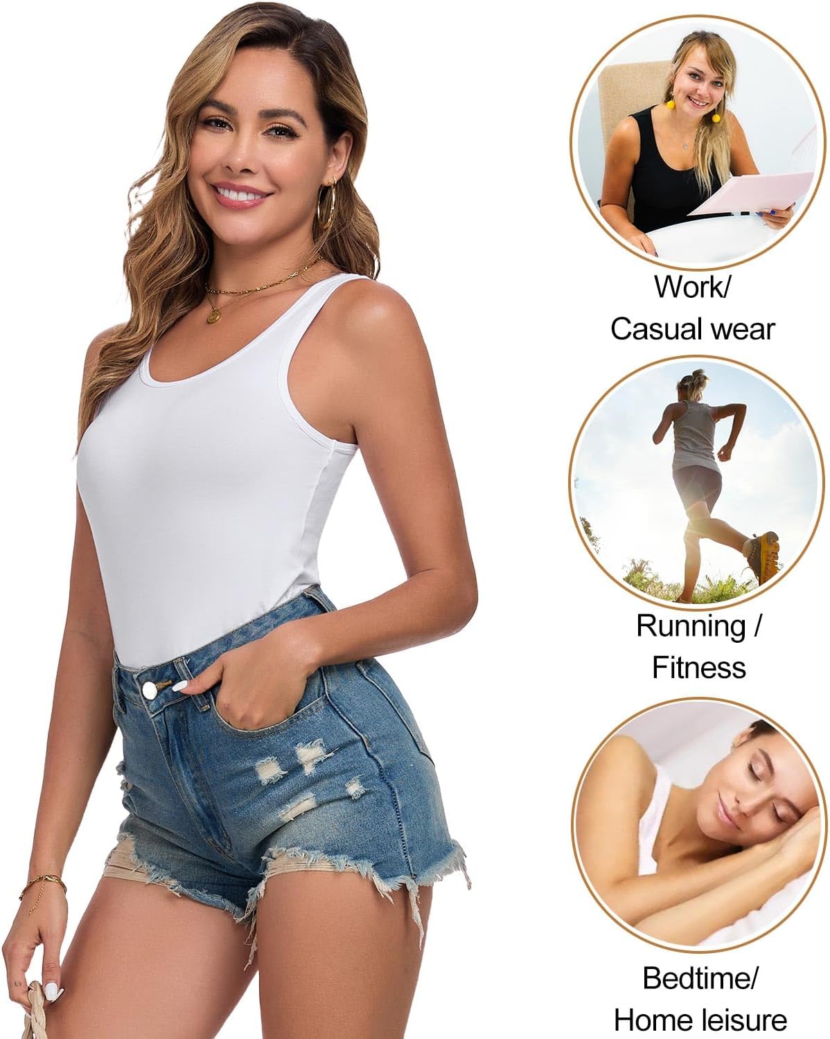 Thumbnail 4 de wirarpa Women's Modal Tank Tops Pack of 2 – Slim-fit, breathable undershirts for summer and beyond