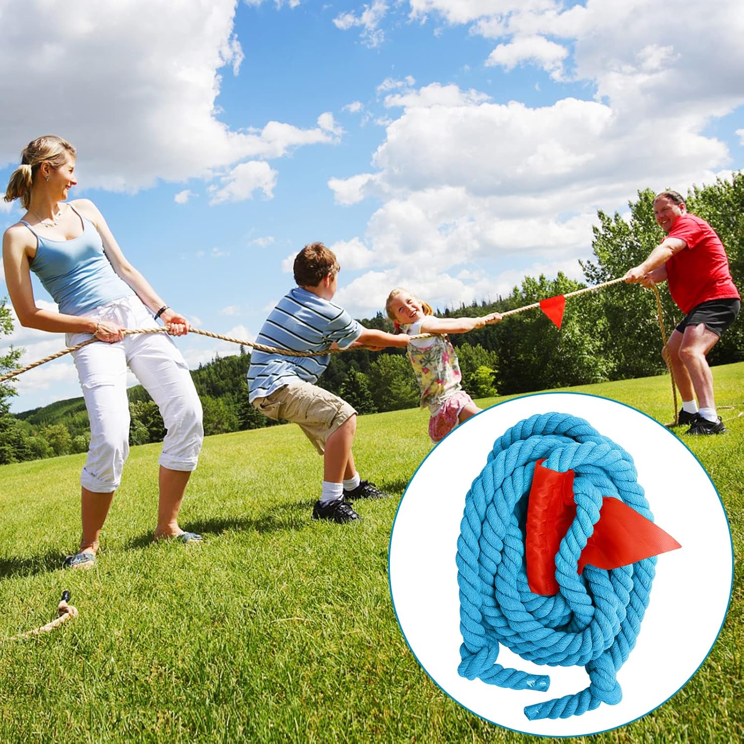 Detalle de CWLAKON 6m Tug of War Rope for Kids & Adults – Outdoor Sports Day Kit