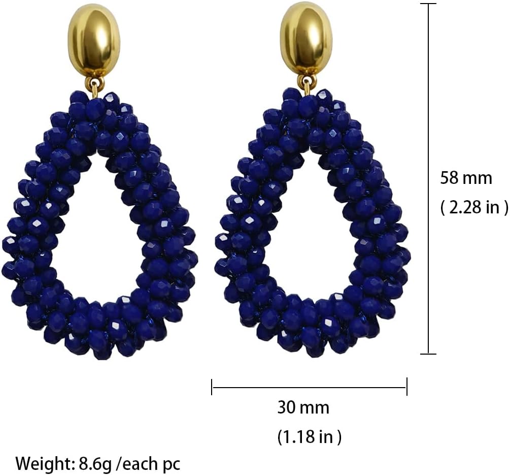 Detalle de Bohemian Ohrringe mit tropfenförmigem Kristallhänge für Damen – handgewebter Crystal-Drop Schmuck, ca. 14 g pro Paar