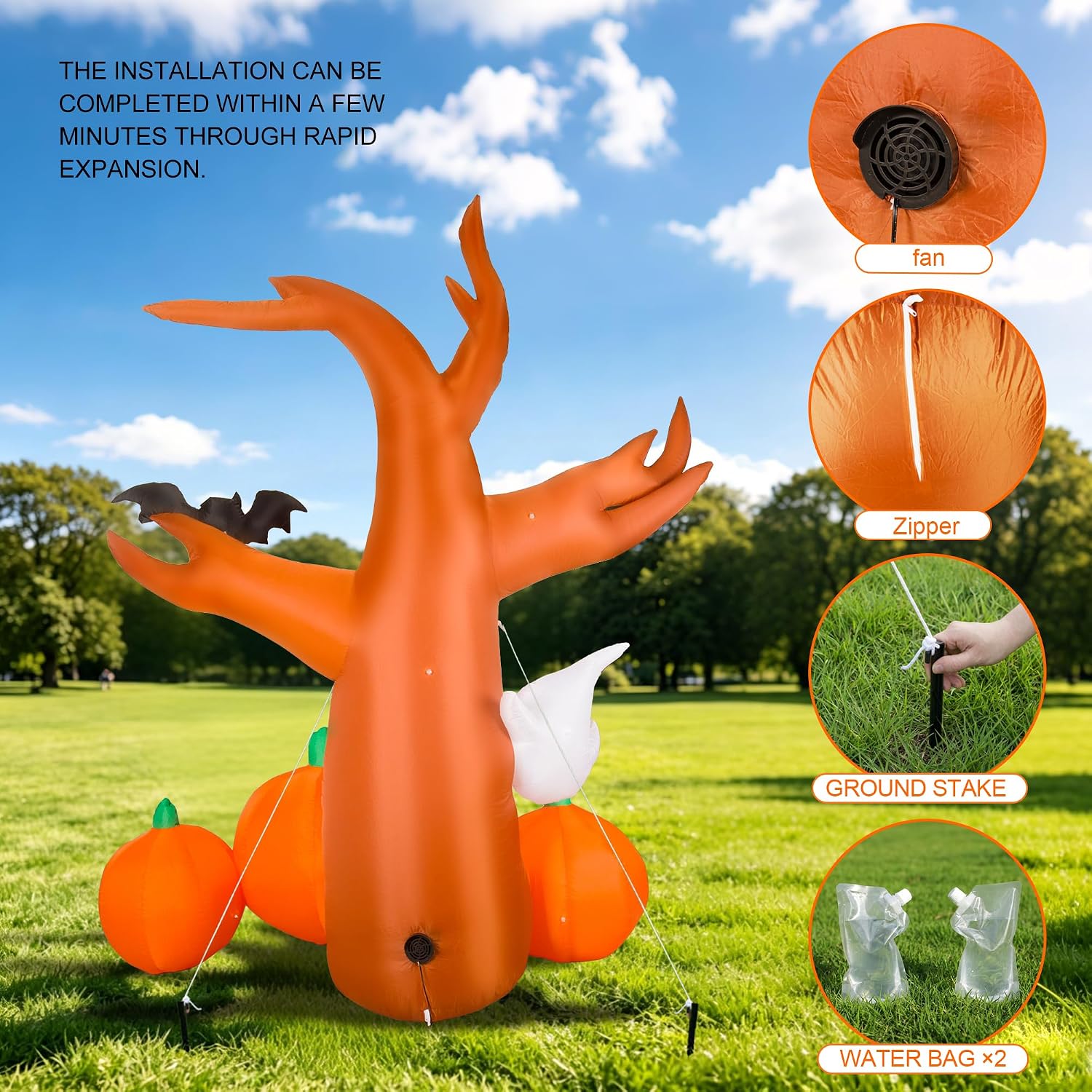 Detalle de NovaFloat 01 Halloween Inflatable Spooky Tree with Built-In LED Lights