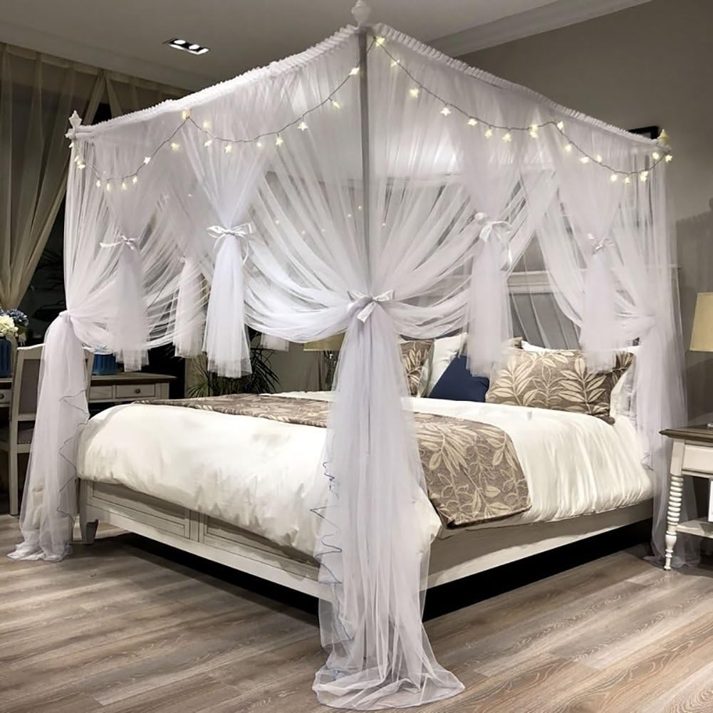 Detalle de Joyreap JY-WZ01-W-1.5 baldachim na łóżko, biały, z 4 otworami
