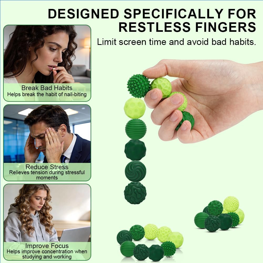 Detalle 2 de Ainiv 5565087 magnetische anti-stressballen, 9 stuks, groen siliconen
