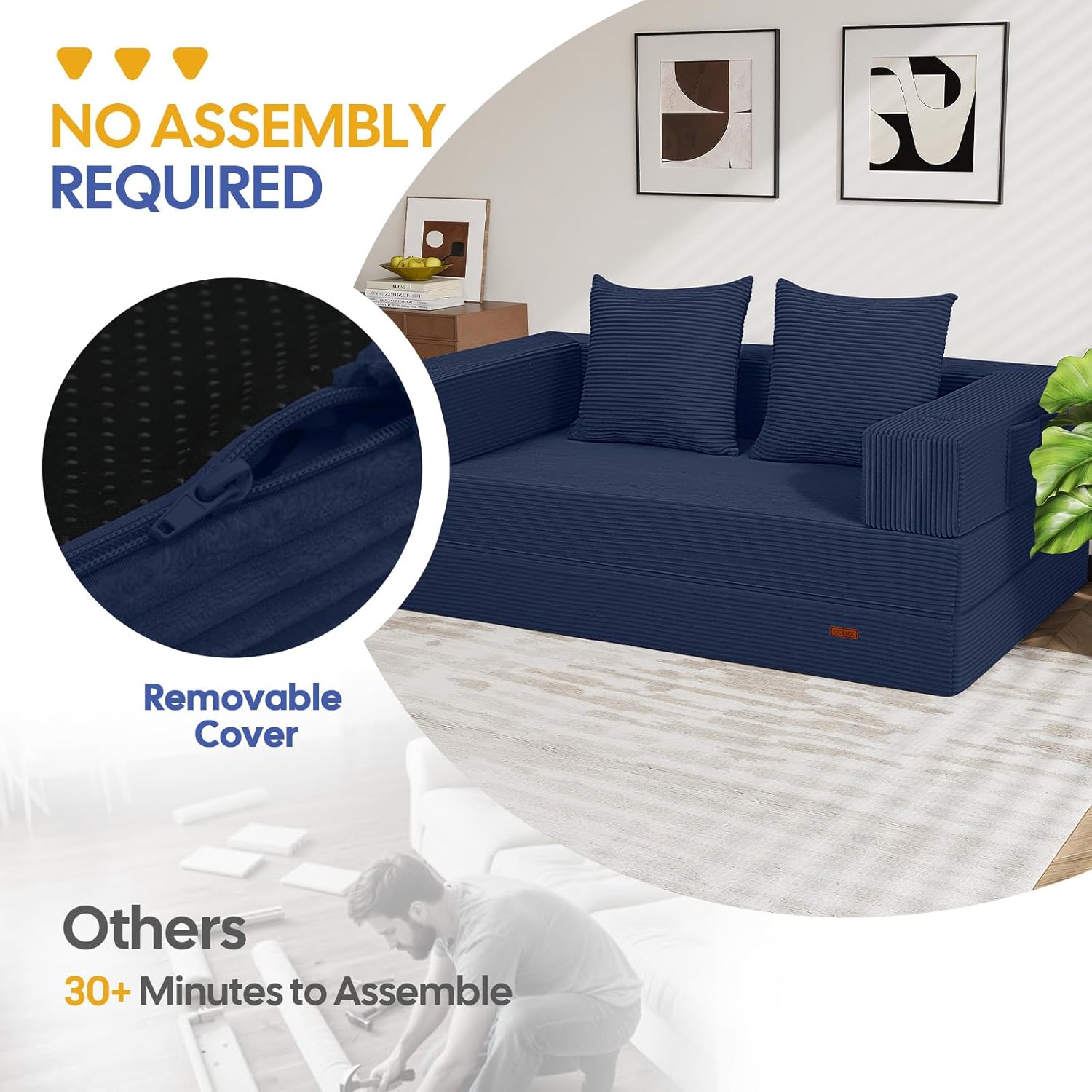 Thumbnail 6 de COMAX Futon Sofa Bed: 4-in-1 Convertible for Small Spaces