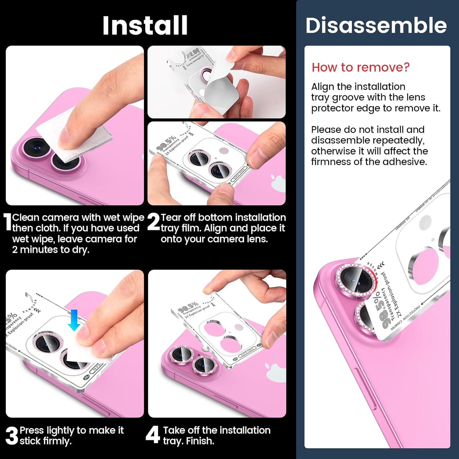 Thumbnail 6 de Tensea iPhone 16 camera lens protector 9H