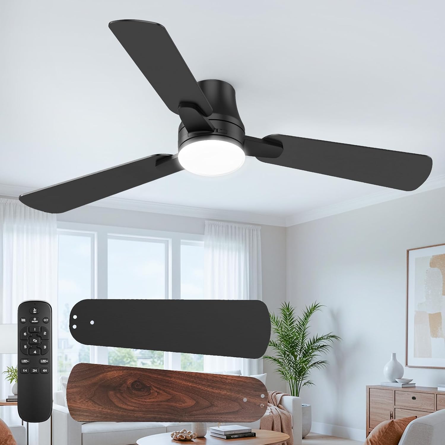 Detalle de Vemaller Ceiling Fan with Light, 42-Inch