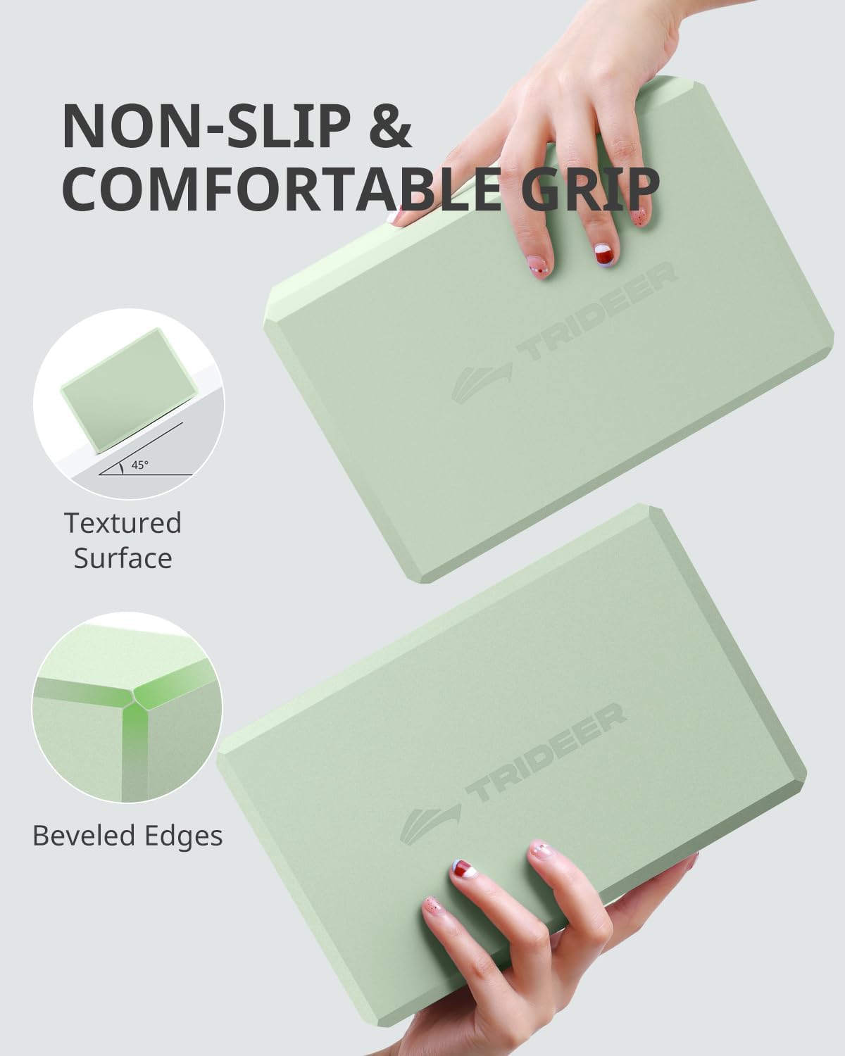 Detalle 2 de Trideer Yoga Blocks 2 Pack: Soft Foam Support for Alignment, Flexibility, and Confidence