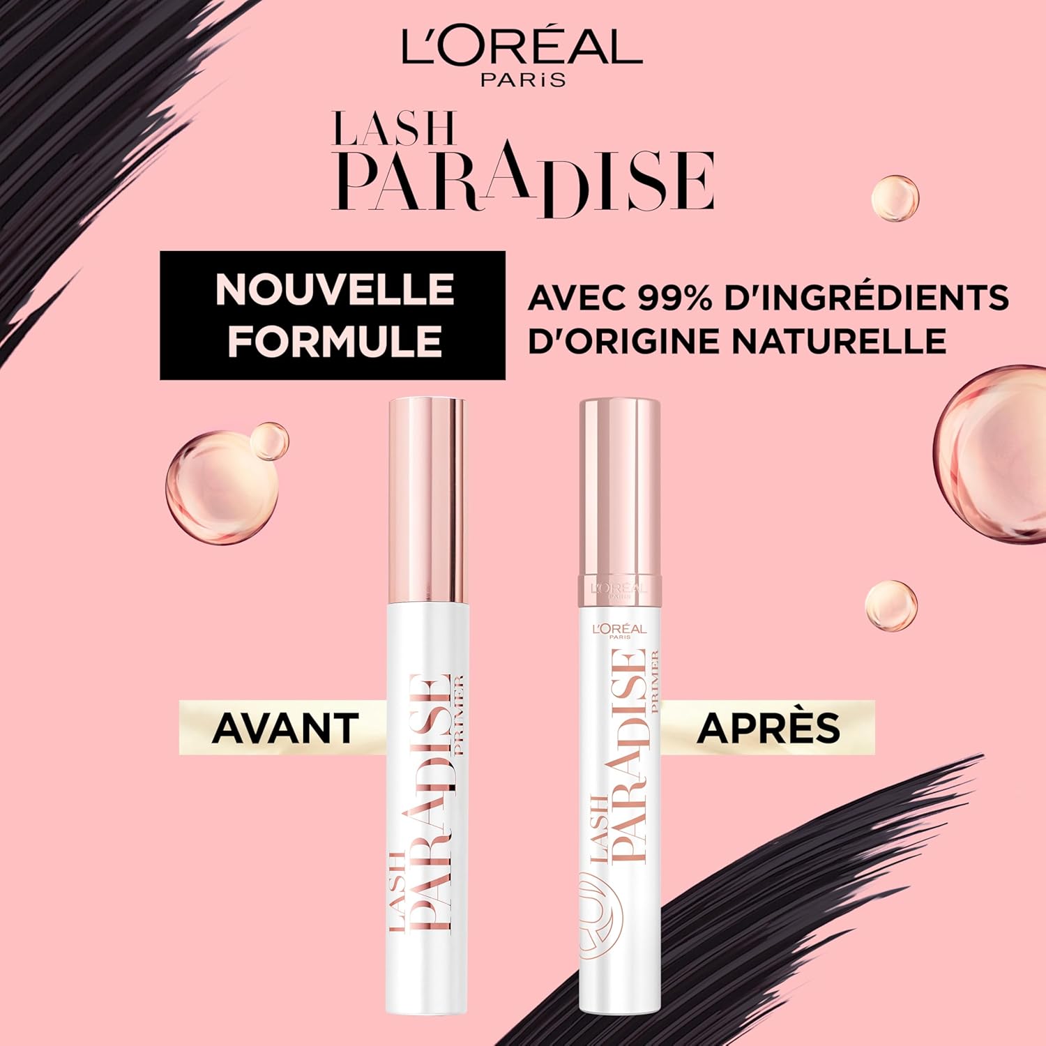 Detalle de L'Oréal Paris Makeup Primer Mascara Lash Paradise – Effetto volumizzante e allungante, formule nutrienti (7,2 ml)