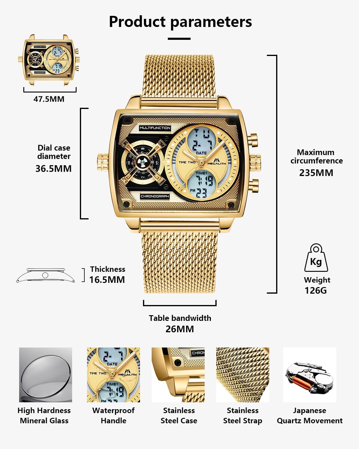 Thumbnail 5 de MEGALITH Reloj Hombre Militar Cronógrafo 3ATM