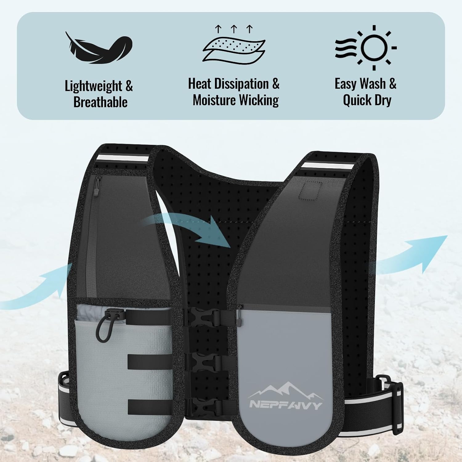 Thumbnail 2 de Nepfaivy Running Vest lightweight reflective hydration pack