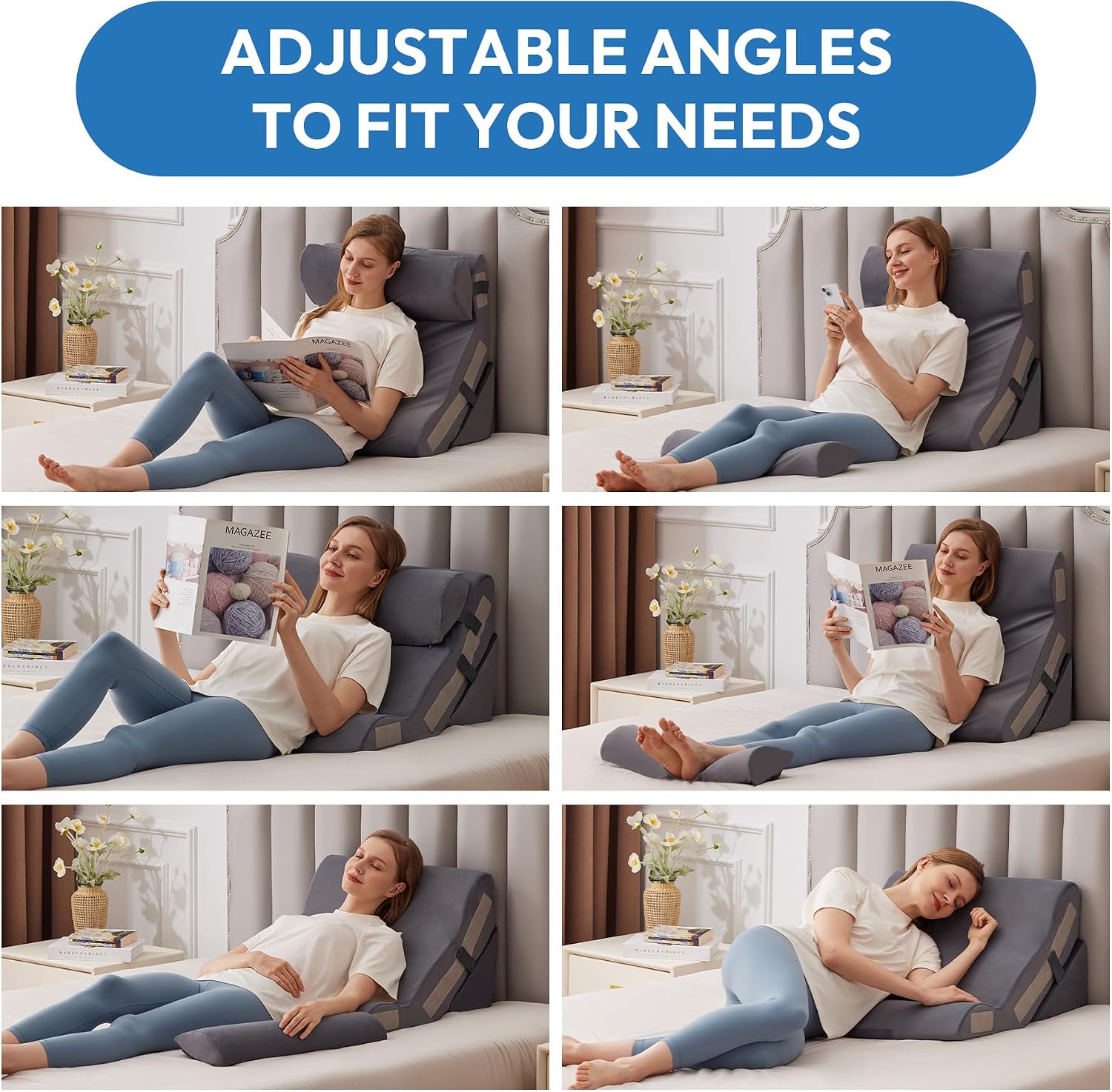 Detalle de Ahpmeoa Wedge Pillow Set, Plush Grey