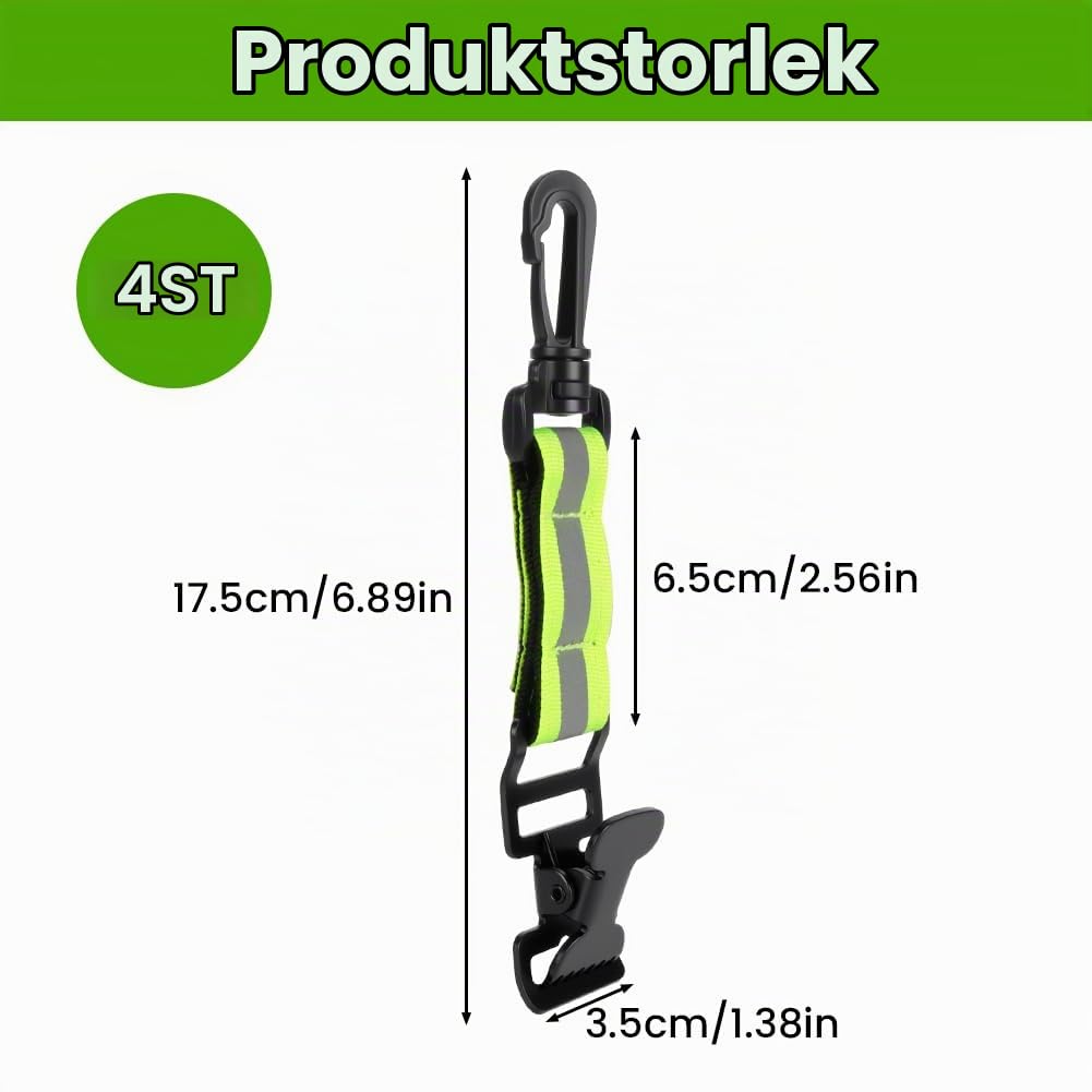 Thumbnail 1 de OFFCUP handskhållare med karbinhake, dubbelklämma och reflekterande remmar, 4-pack