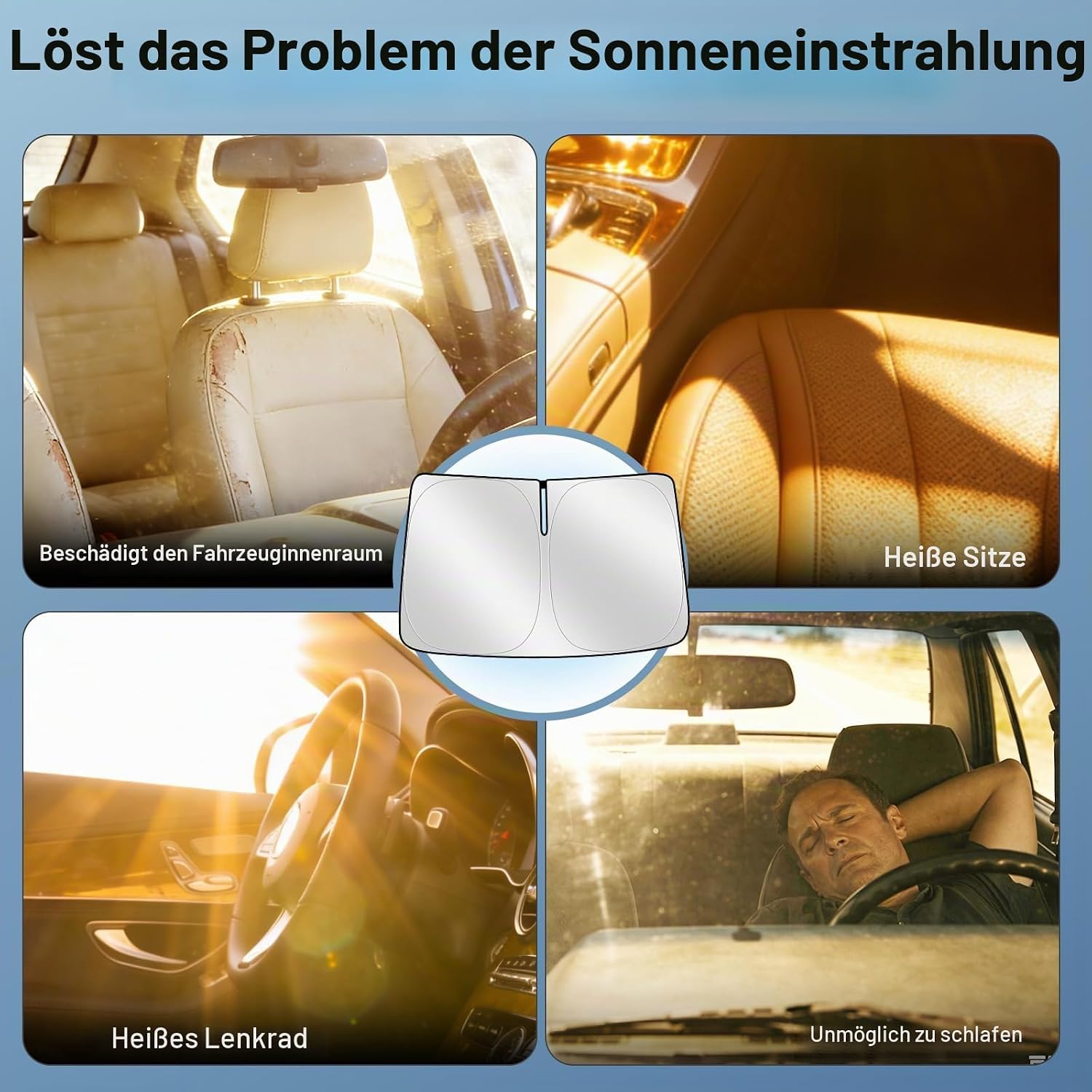 Detalle de ZATOOTO Frontscheiben-Sonnenschutz für VW Multivan (T4/T5/T6) – faltbar, reflektierend, 210D