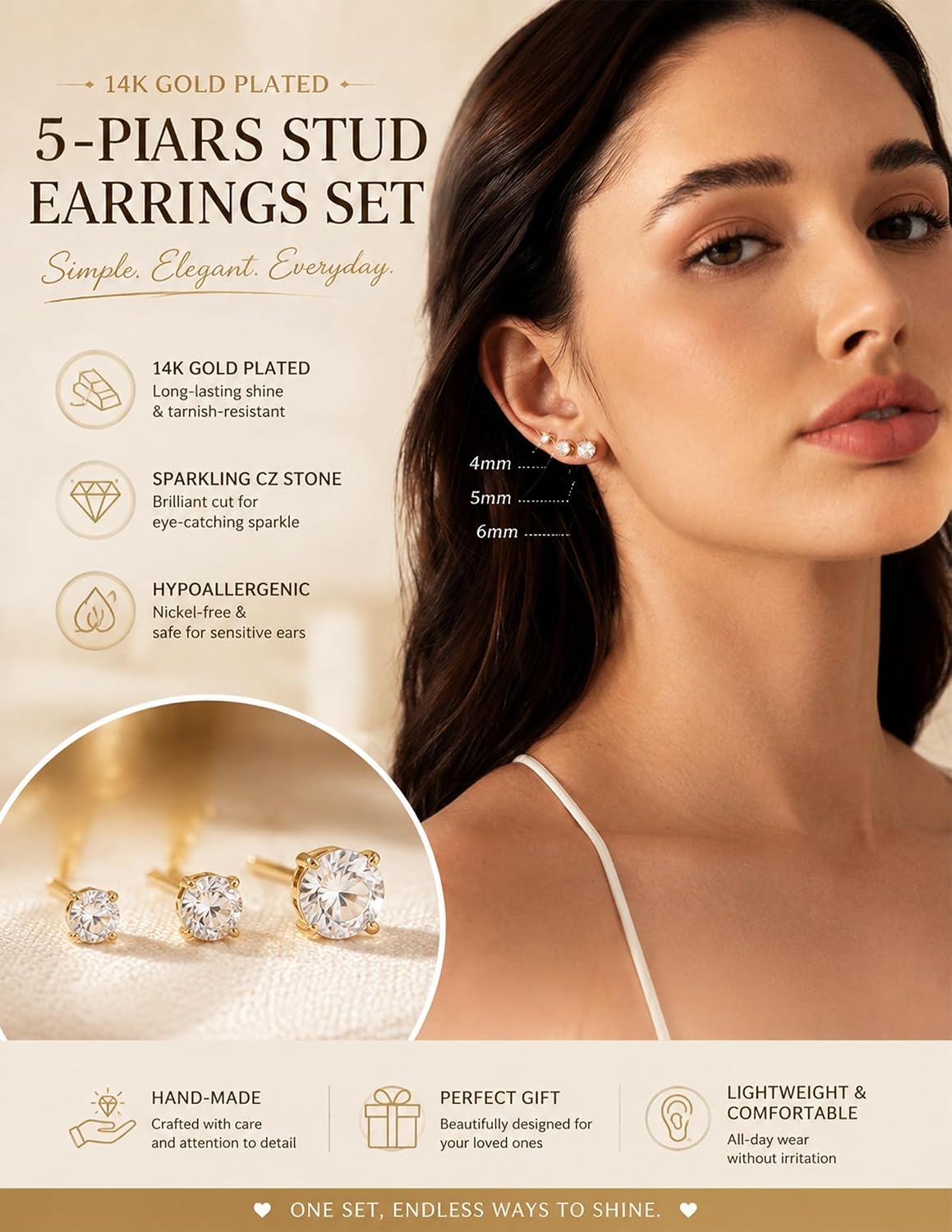 Detalle de 14K Gold-Plated Stud Earrings