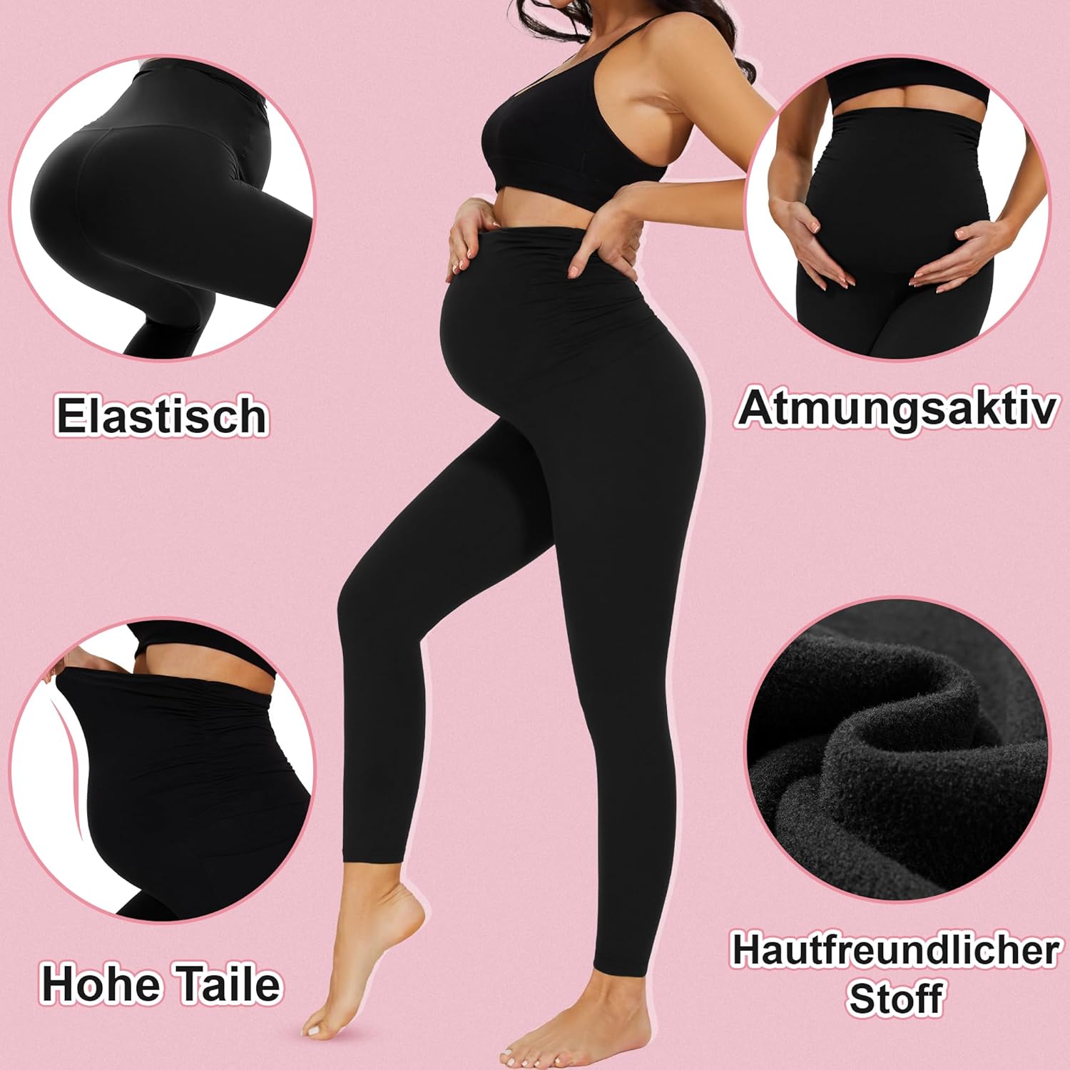 Detalle 2 de HIPOWER Umstandsleggings 2er Pack High Waist
