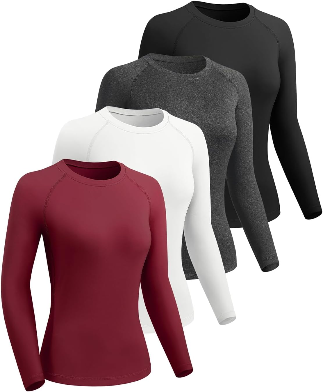 Detalle de Mexholin 4-Pack Women's Long-Sleeve Compression Workout Shirts
