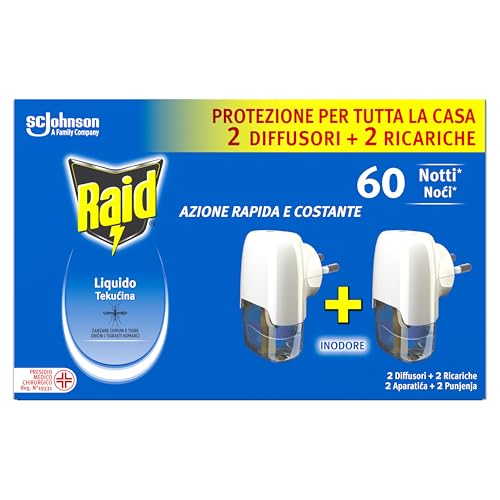 Detalle de Raid Liquido Elettrico Antizanzare da Interno, Inodore – 2 Basi + 2 Ric