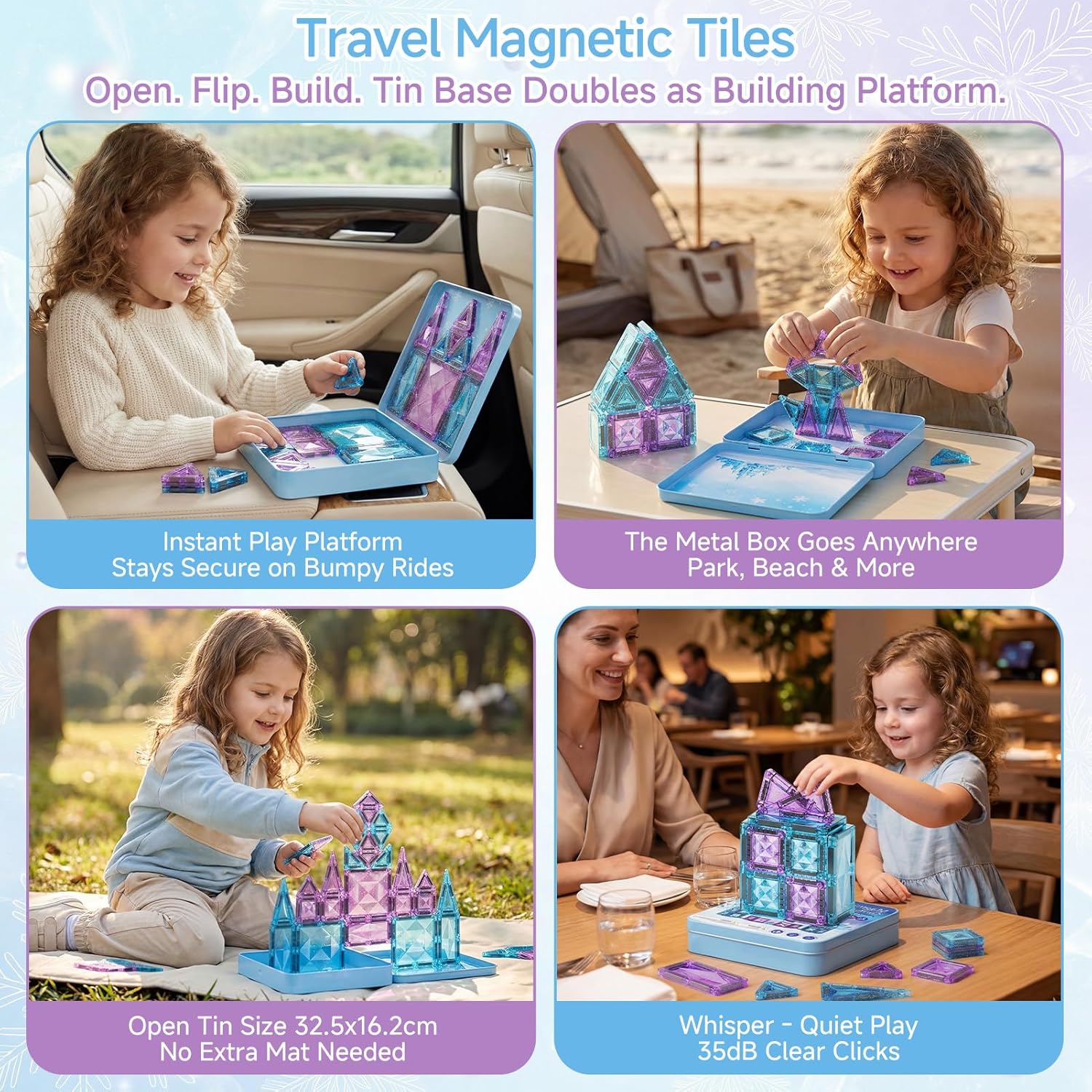 Thumbnail 4 de burgkidz Magnetische Bausteine Reisespielzeug für Mädchen – Eisprinzessin-Set mit 42 Teilen in Metallbox