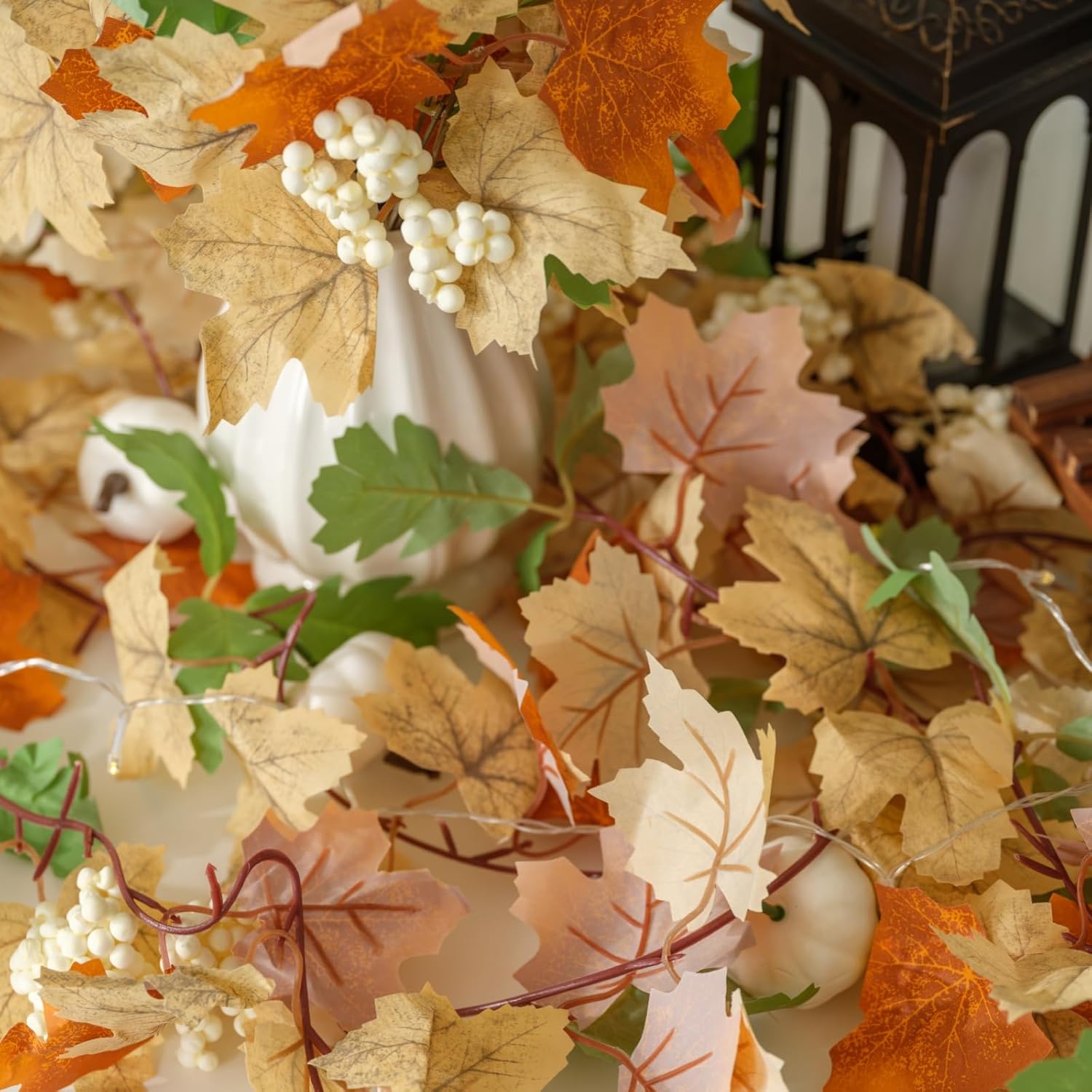 Thumbnail 5 de CQURE 16-Pack Fall Leaf Garland, 94.4 Ft Silk Maple Leaves