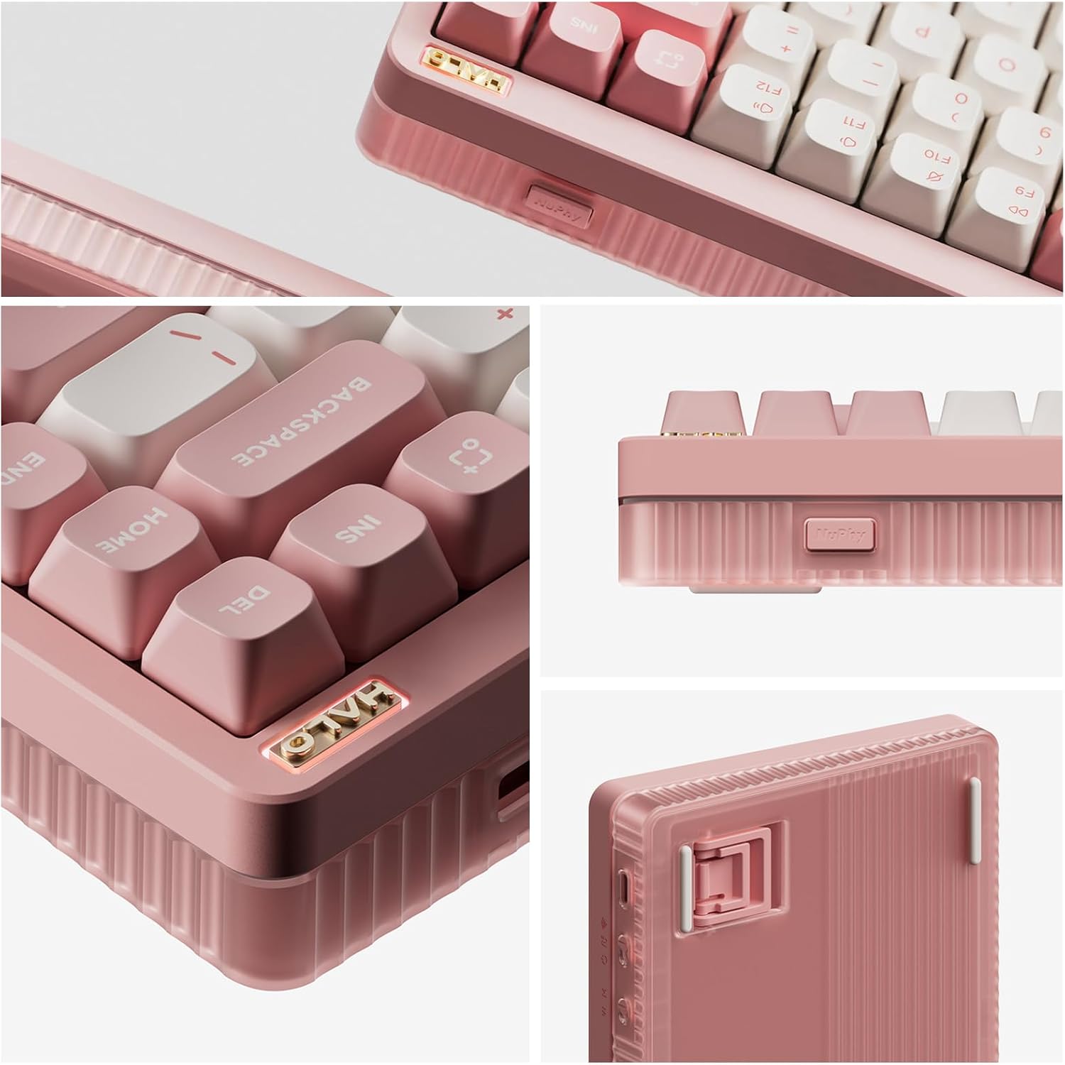 Detalle de Nuphy Halo75 V2 Mechanical Gaming Keyboard (75% Wireless, Hot-Swappable, RGB) – Pink Blush Switch