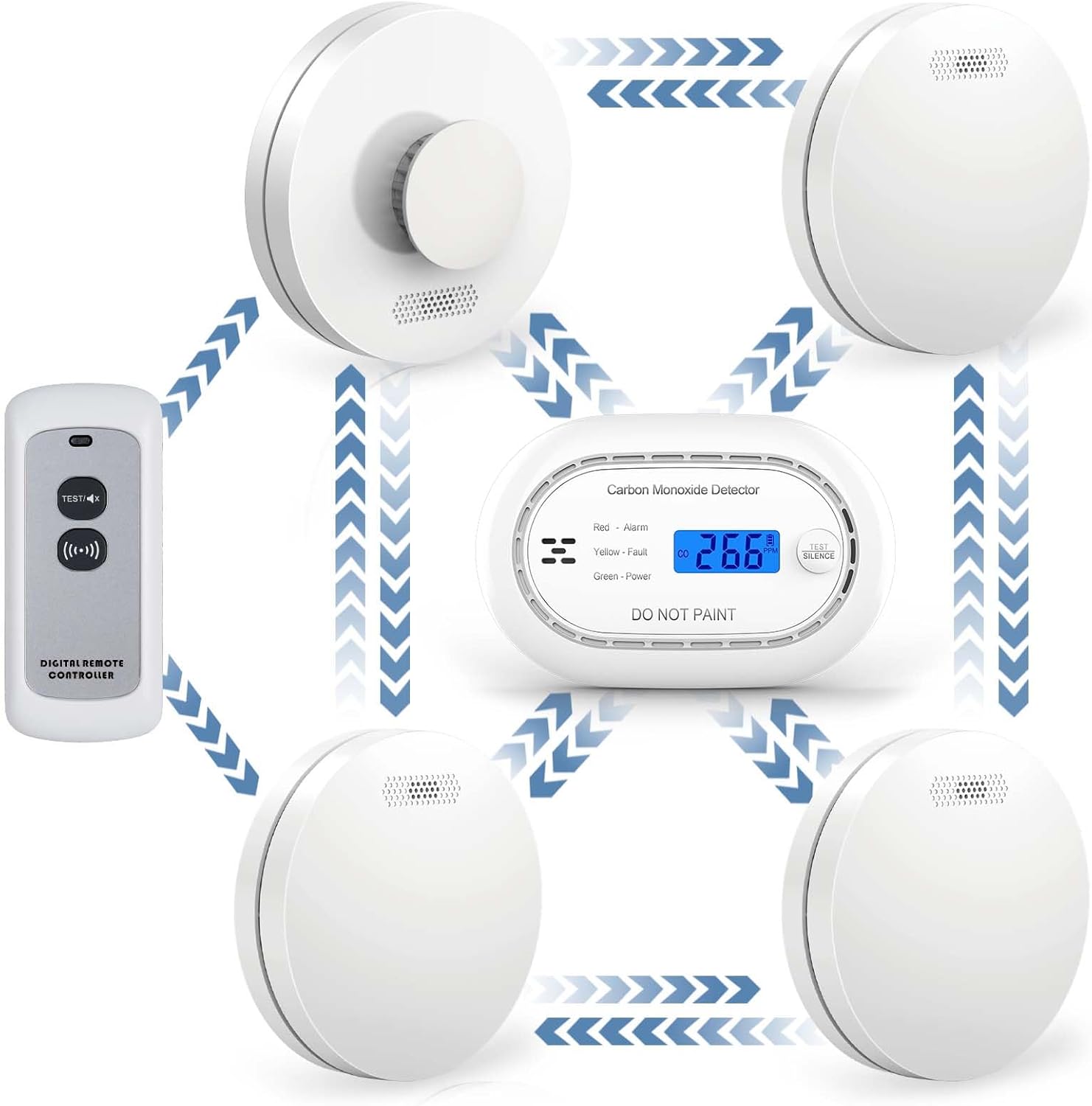 Detalle de XINDUM Wireless Interlinked Smoke Alarms 6-pack