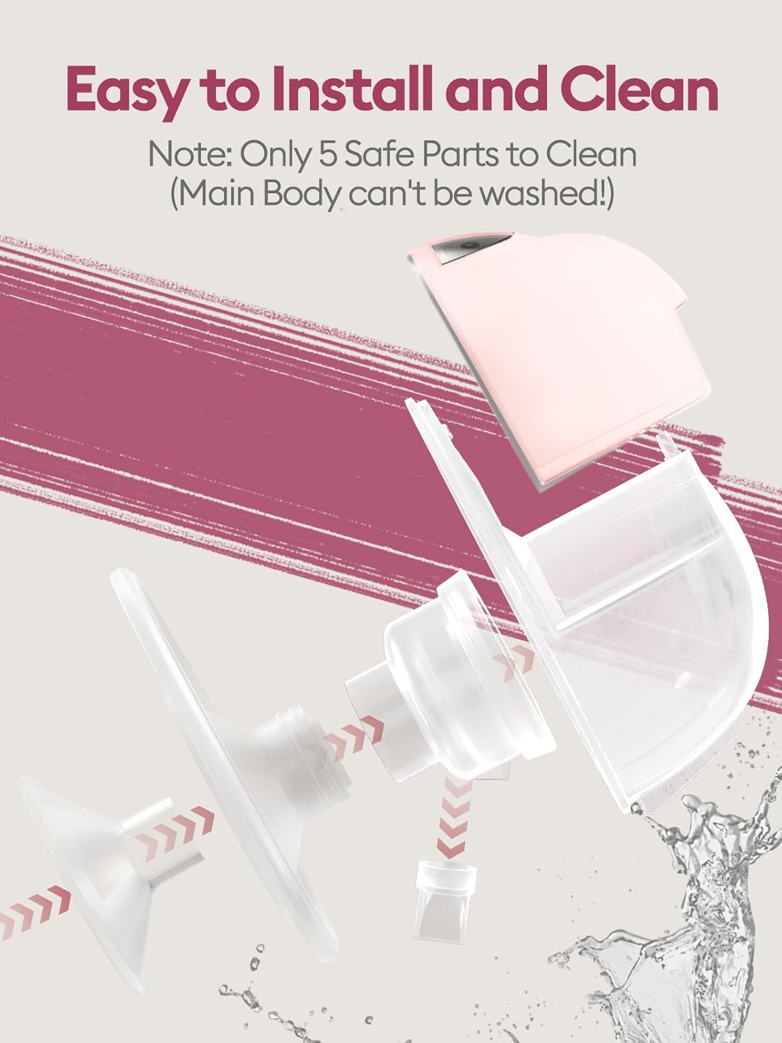 Thumbnail 5 de Lulia Tiralatte elettrico indossabile rosa (1 pezzo) con 4 modalità e 9 livelli