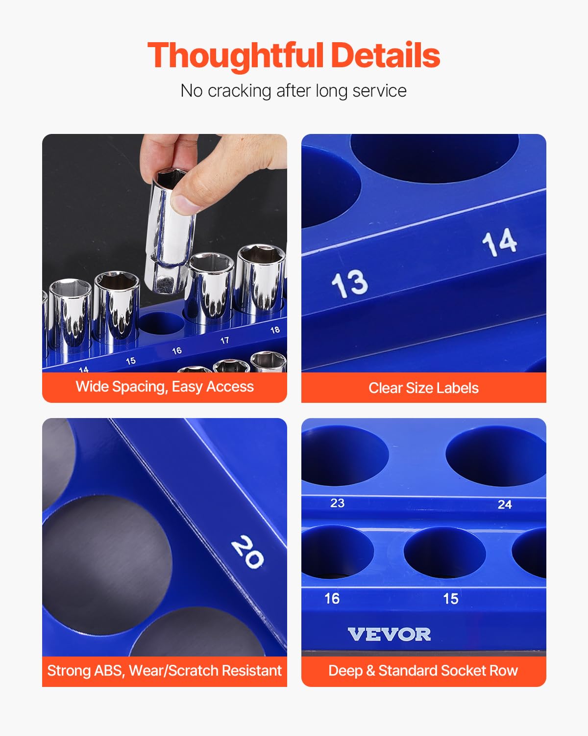 Thumbnail 4 de VEVOR Kit Organisateurs Douilles Magnétiques 8 Plateaux – 199 Emplacements, Bleu & Rouge