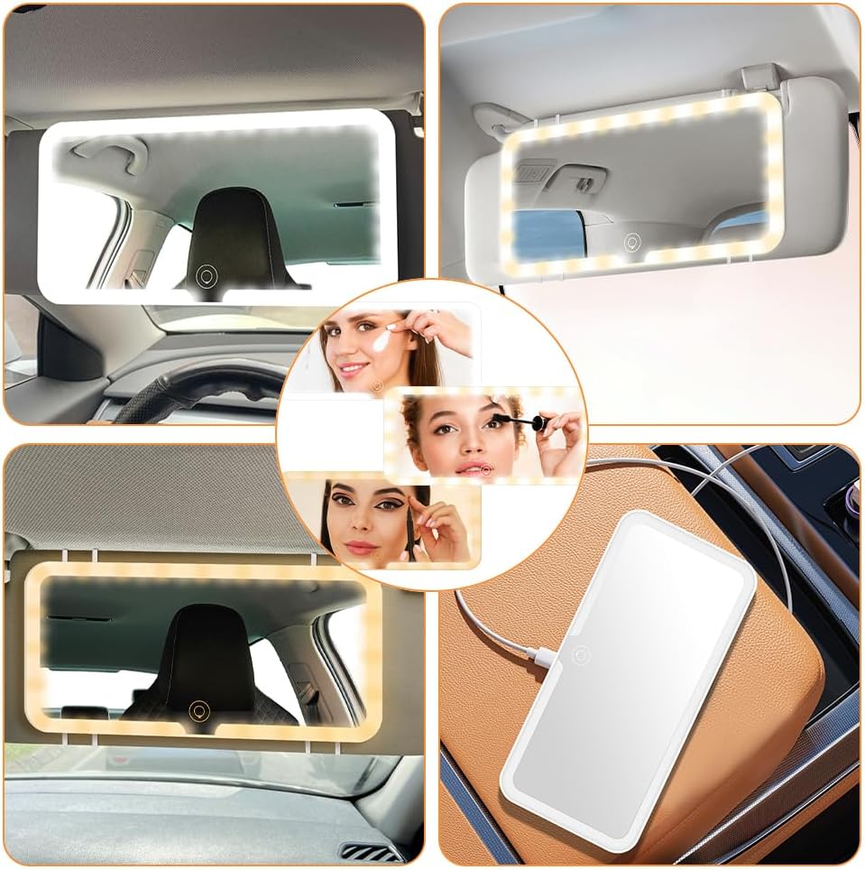 Thumbnail 6 de Adiwo Specchio cosmetico a LED ricaricabile per auto con touch screen e 3 modalità luce