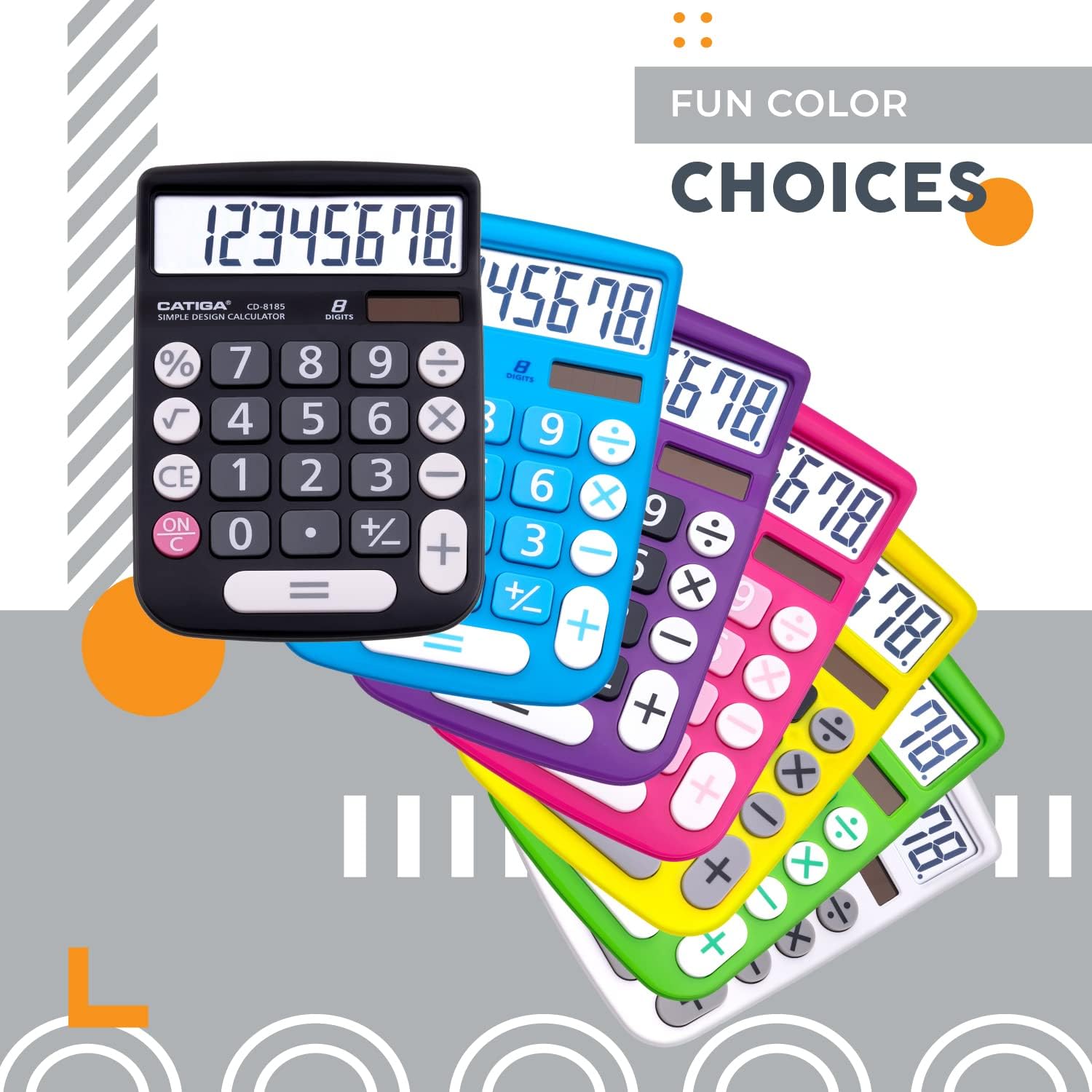 Thumbnail 6 de CATIGA Desktop Calculator 8 Digit with Solar Power and LCD Display – Large Buttons, Dual Power, 4-Function Desk Calculator