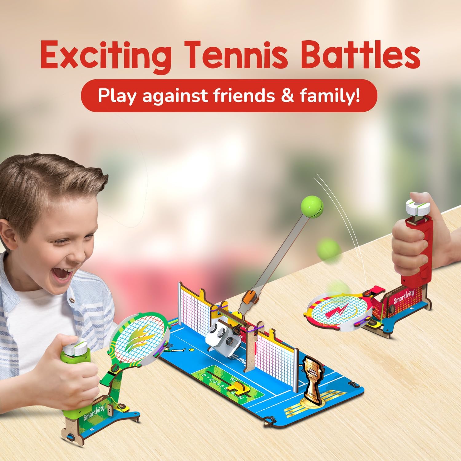 Detalle 2 de Smartivity DIY Tabletop Tennis Game, 2-Player Mechanical STEM Kit for Kids 6–12