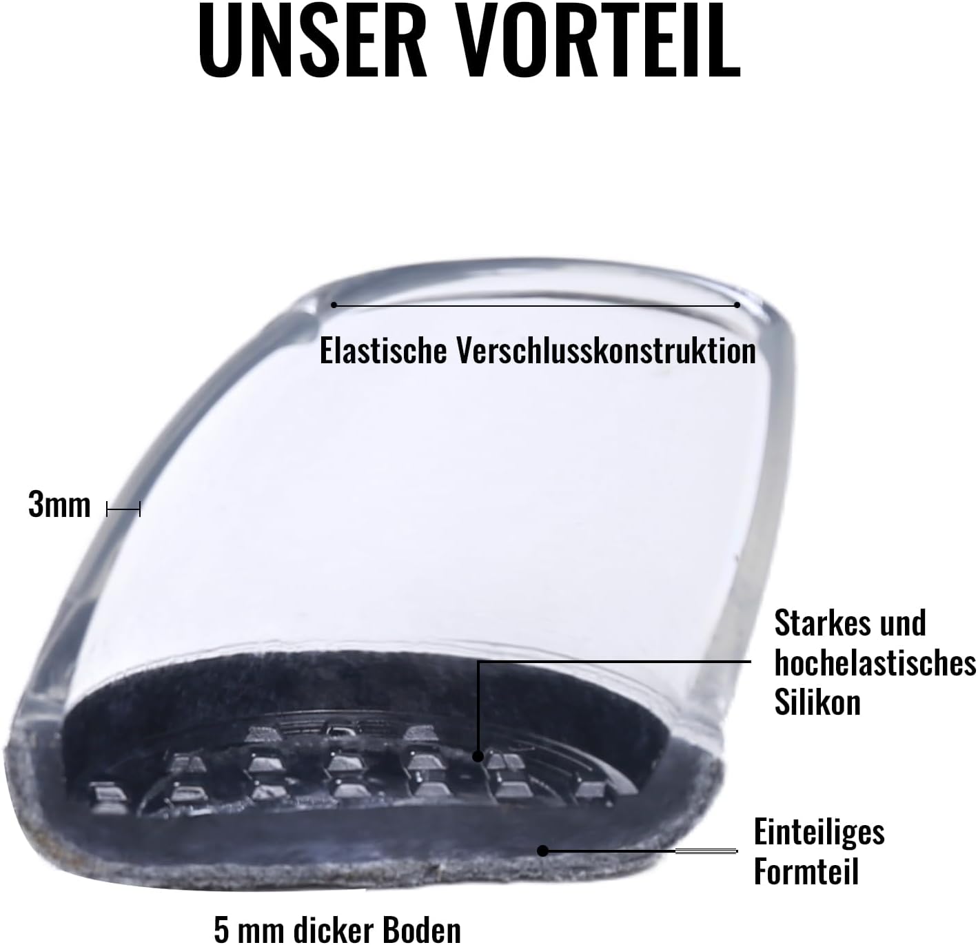 Thumbnail 5 de MAYZOLOP 16 Stück Stuhlbeinkappen für schräge Stuhlbeine (Ø26–33 mm) mit grauem Filz