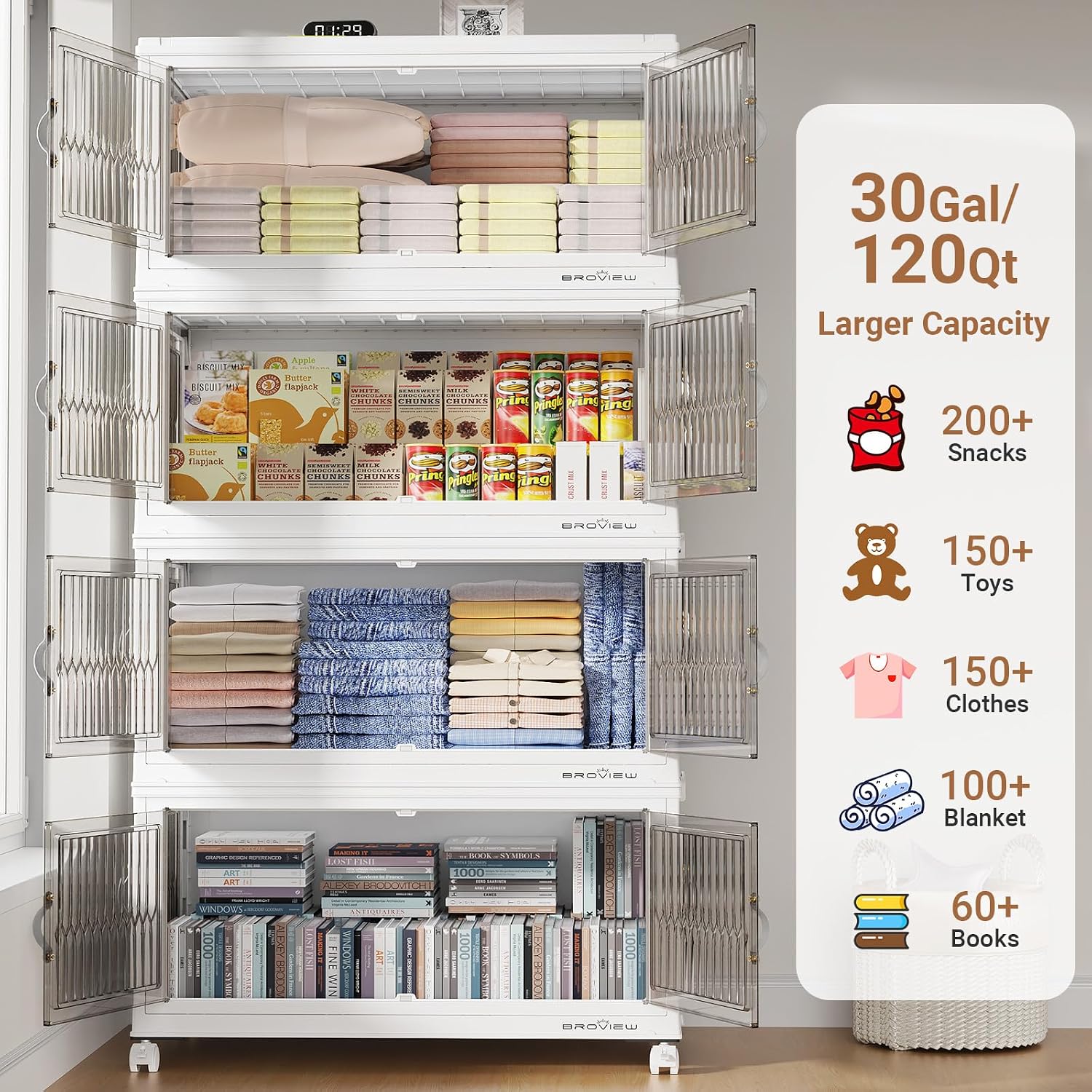 Detalle de BROVIEW Stackable Storage Bins 3-Pack