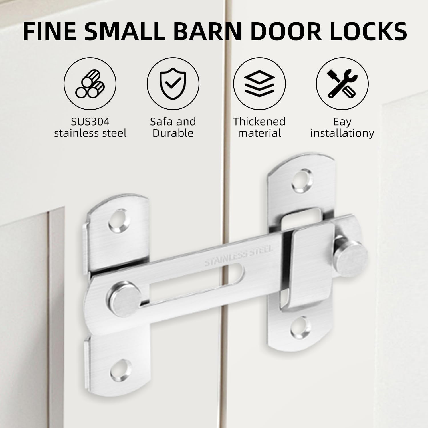 Thumbnail 2 de Croerw 4 Zoll Klappbarer Schiebetürriegel Silber