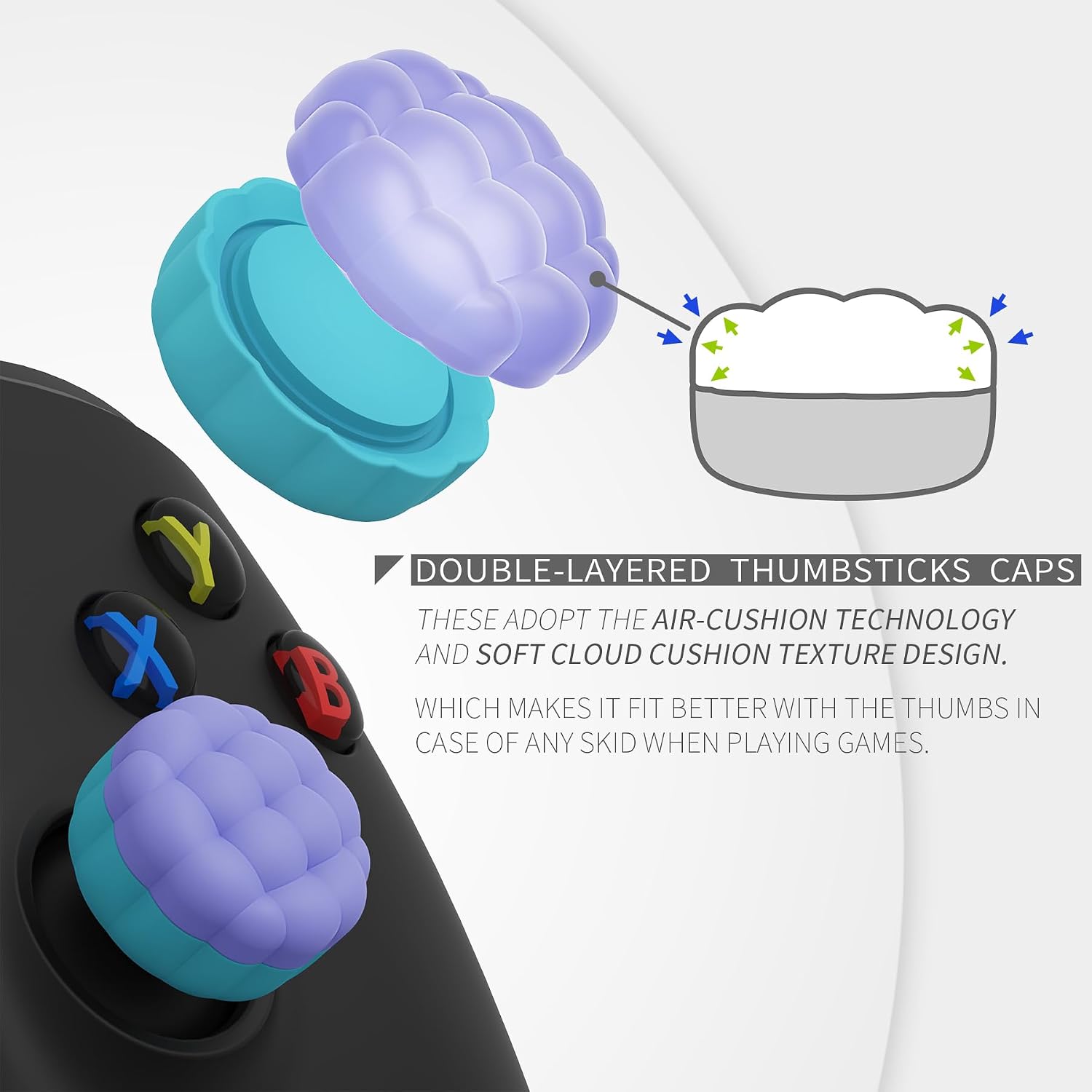 Detalle de PlayVital Thumbs Cushion Caps for PS5 thumbsticks
