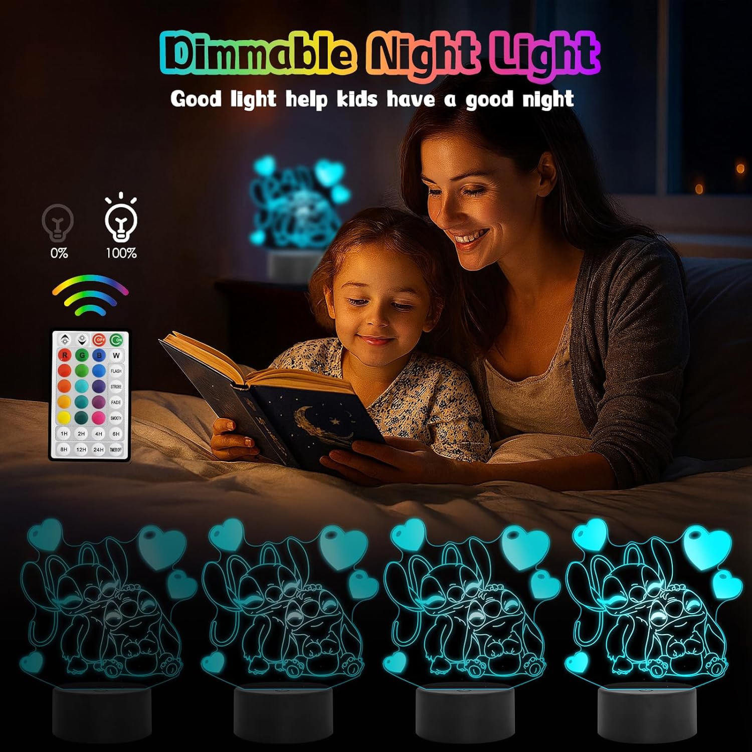 Detalle 2 de Stitch Lampe 16 Farben Nachtlicht