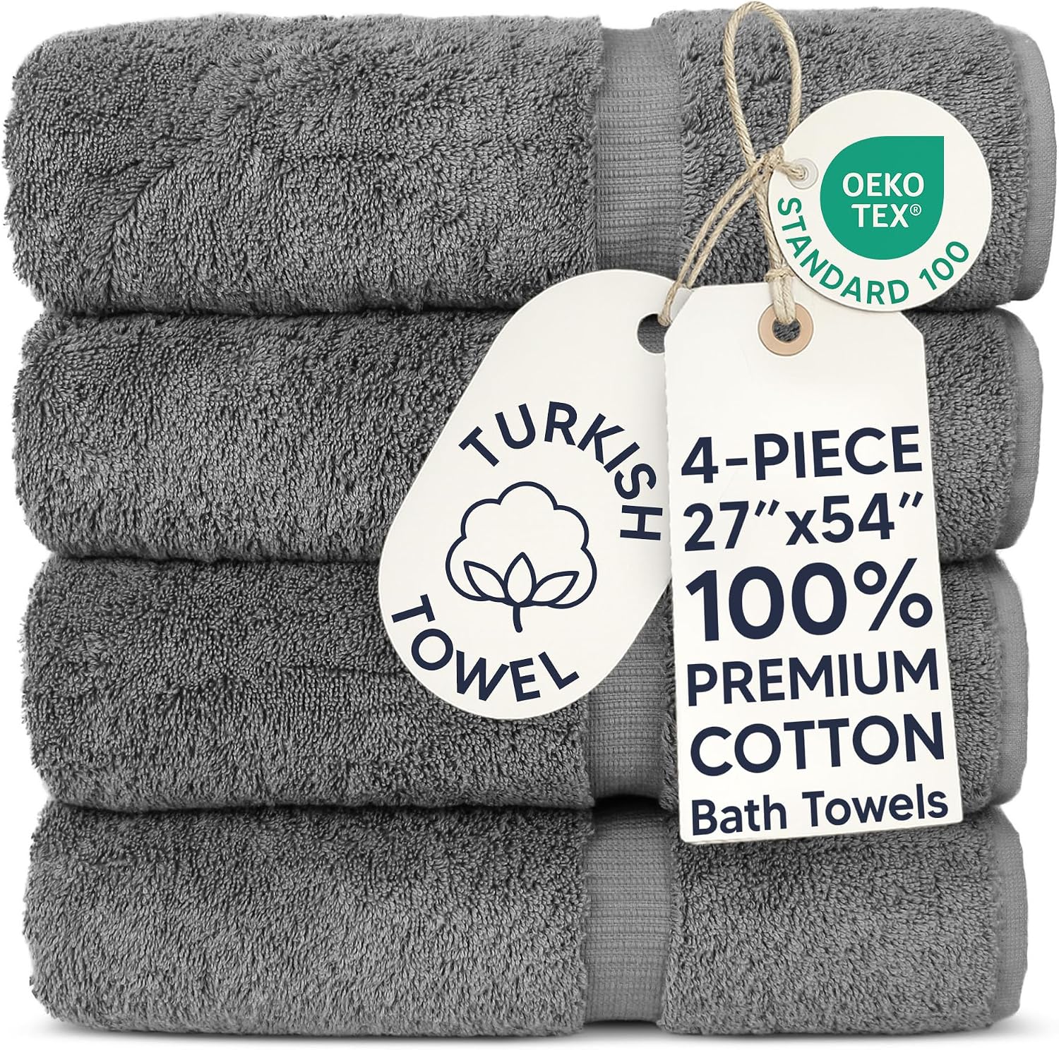 Detalle de Chakir Turkish Linens 27x54 Towels Gray