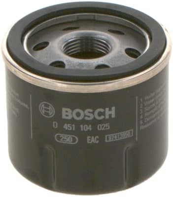 Detalle de Bosch P4025 – Filtre à huile automobile: séparation des suies et particules métalliques pour une lubrification fiable